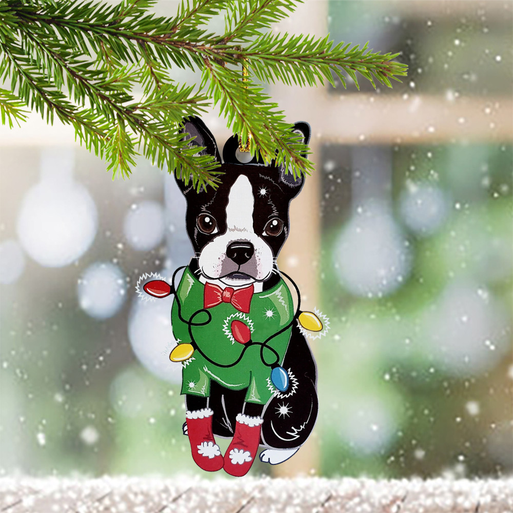 Boston Terrier Christmas Ornament Xmas Boston Terrier Dog Tree Ornaments Decor