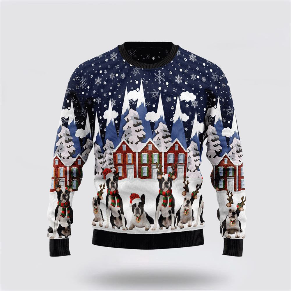 Boston Terrier Family Ugly Christmas Sweater Christmas Gift For Dog Love Christmas Gift Idea