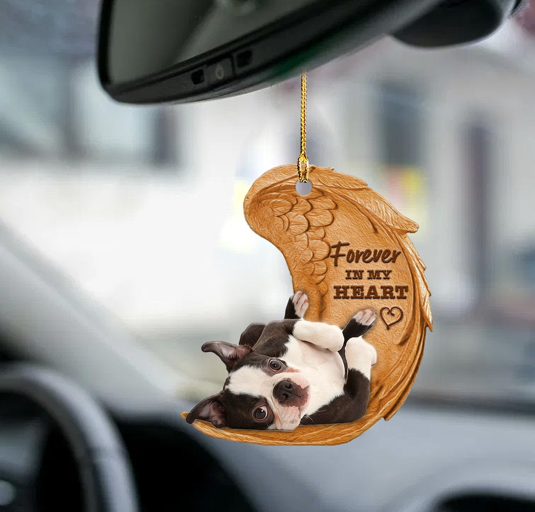 Boston Terrier Forever In My Heart Hanging Ornament Dog Ornament Lasfour