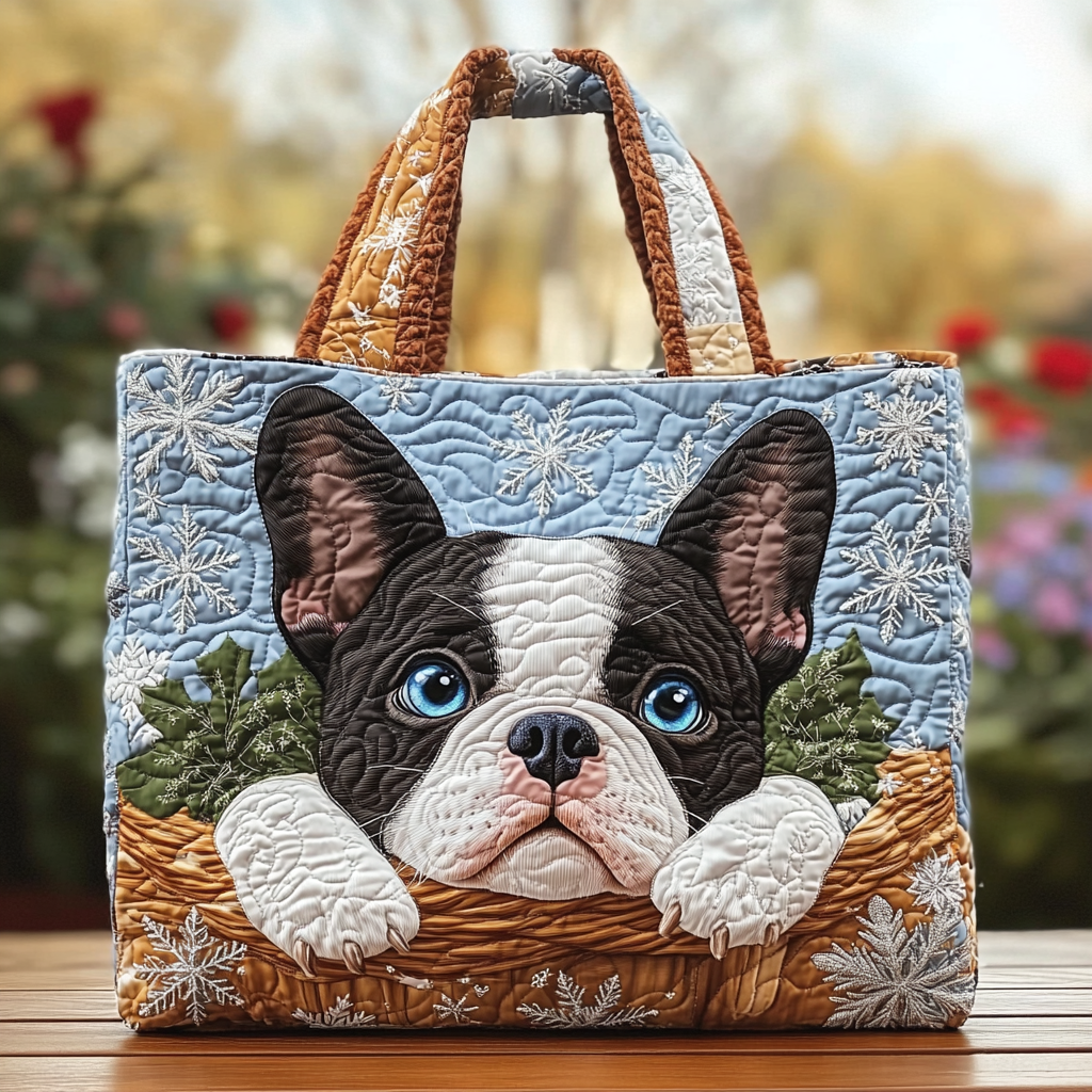 Boston Terrier Glow Quilted Tote Bag Dog Related Gifts