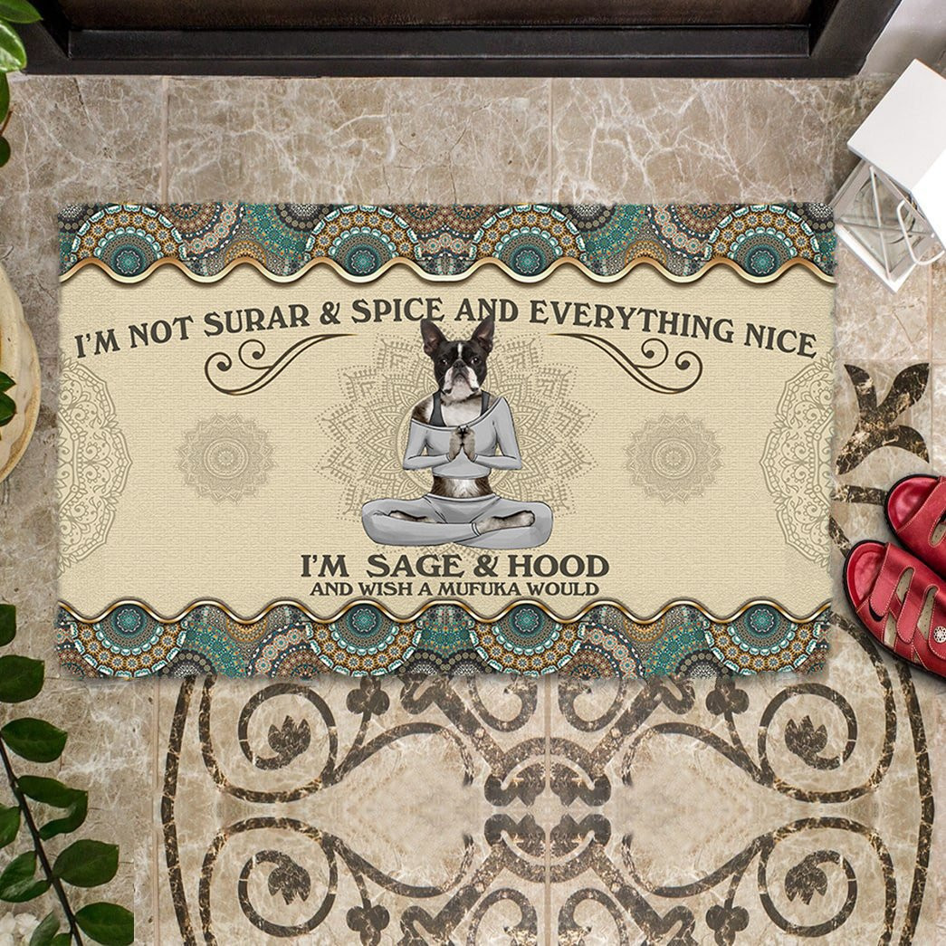 Boston Terrier I'M Not Sugar And Spice Doormat Door Entrance Decor Gift For Dog Lover