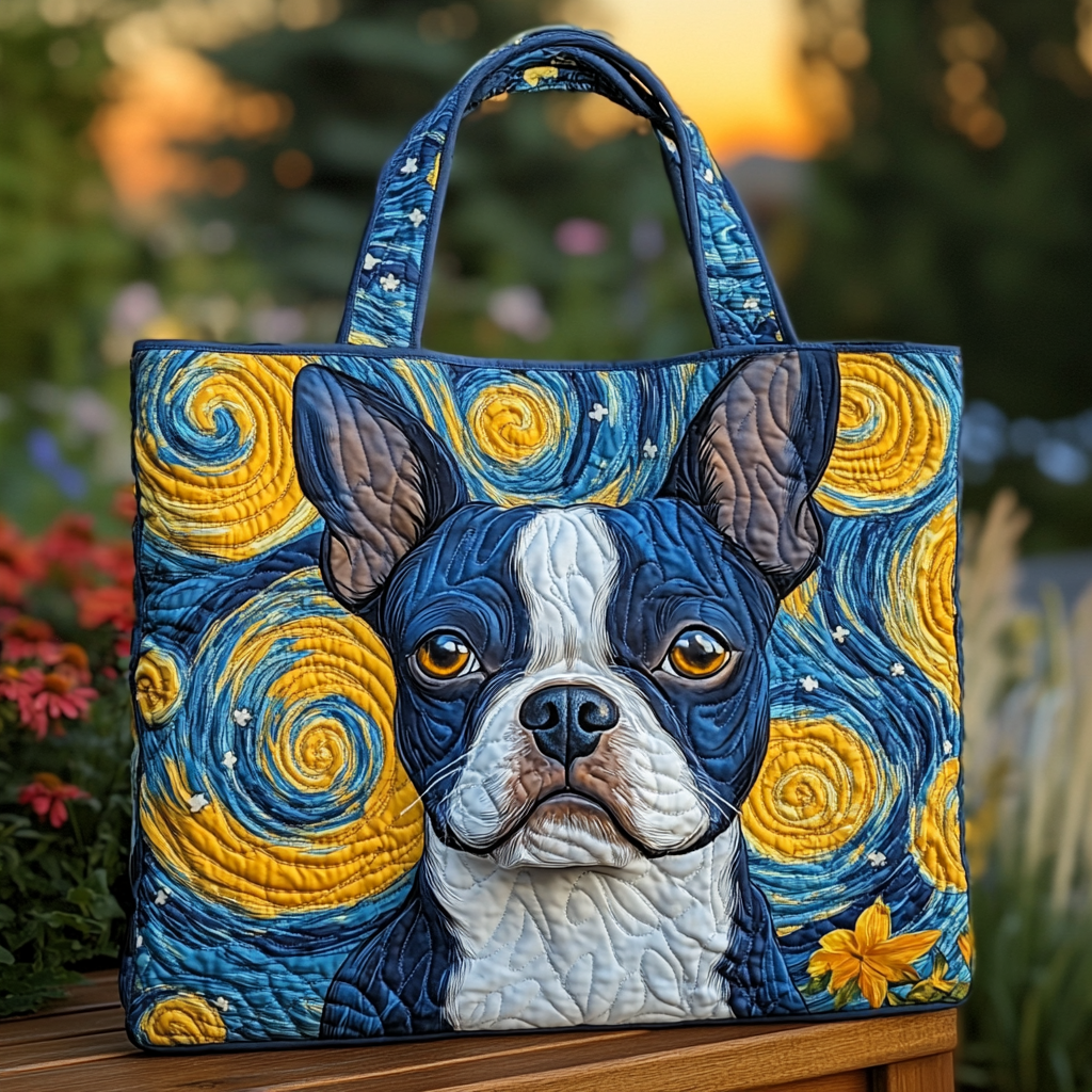 Boston Terrier Love Quilted Tote Bag Gifts For Dog Lovers People