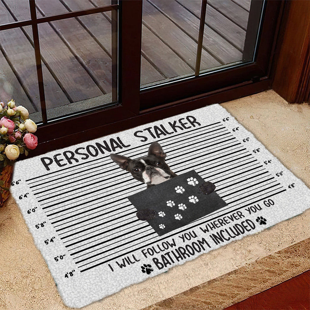 Boston Terrier Personal Stalker Doormat Entryway Rug Ideas Gift For Dog Lover