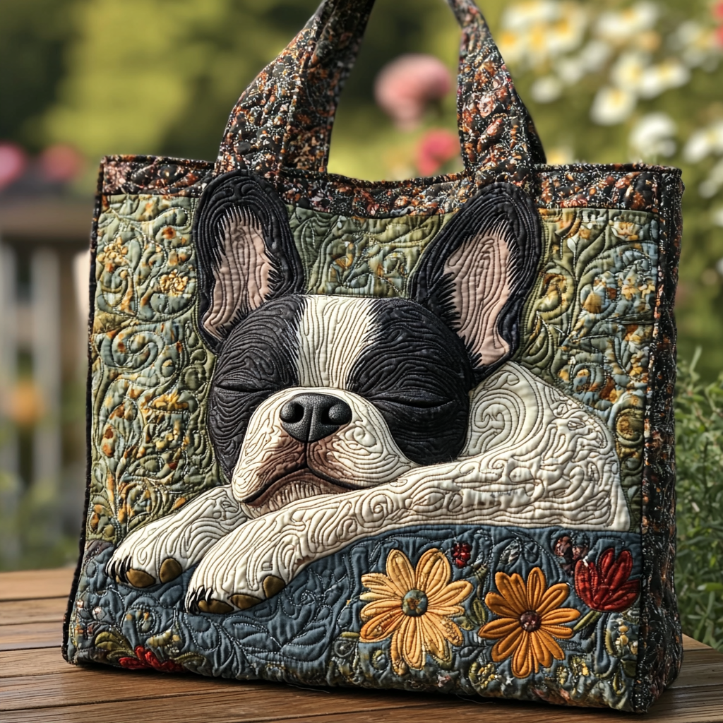 Boston Terrier Spirit Quilted Tote Bag Good Gifts For New Dog Owners