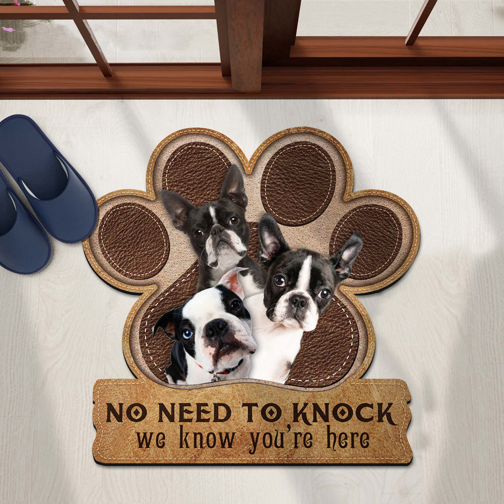 Boston Terrier We Know You'Re Here Doormat Entryway Decor Xmas Present For Dog Lovers