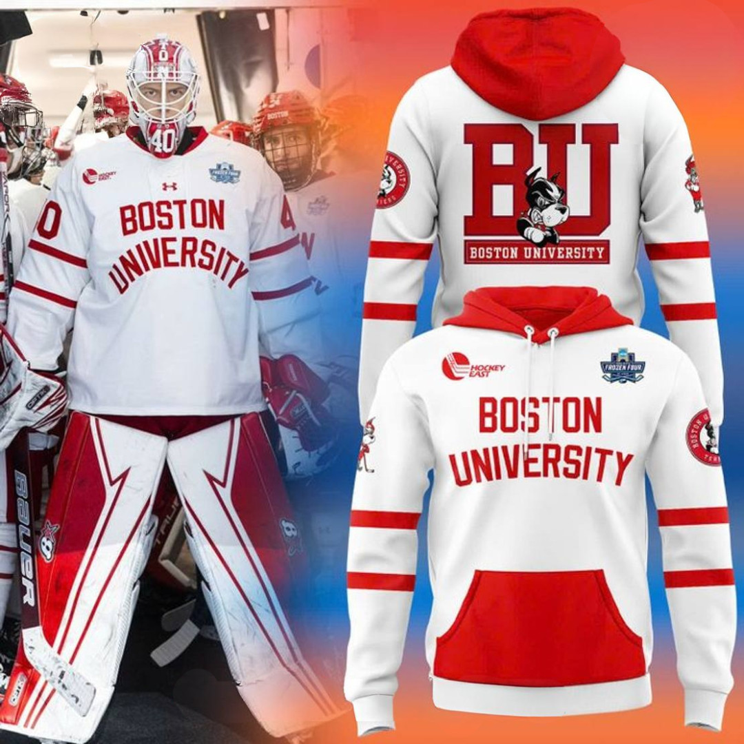 Boston University Terriers Men's Hockey 2025 NCAA Frozen Four Hoodie Gifts For Fans