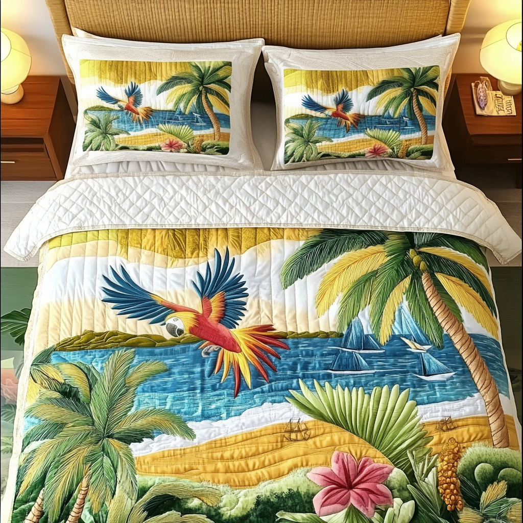 Botanic Bird Quilted Bedding Set Full Size Bed Set Gifts For Mom From Daughter