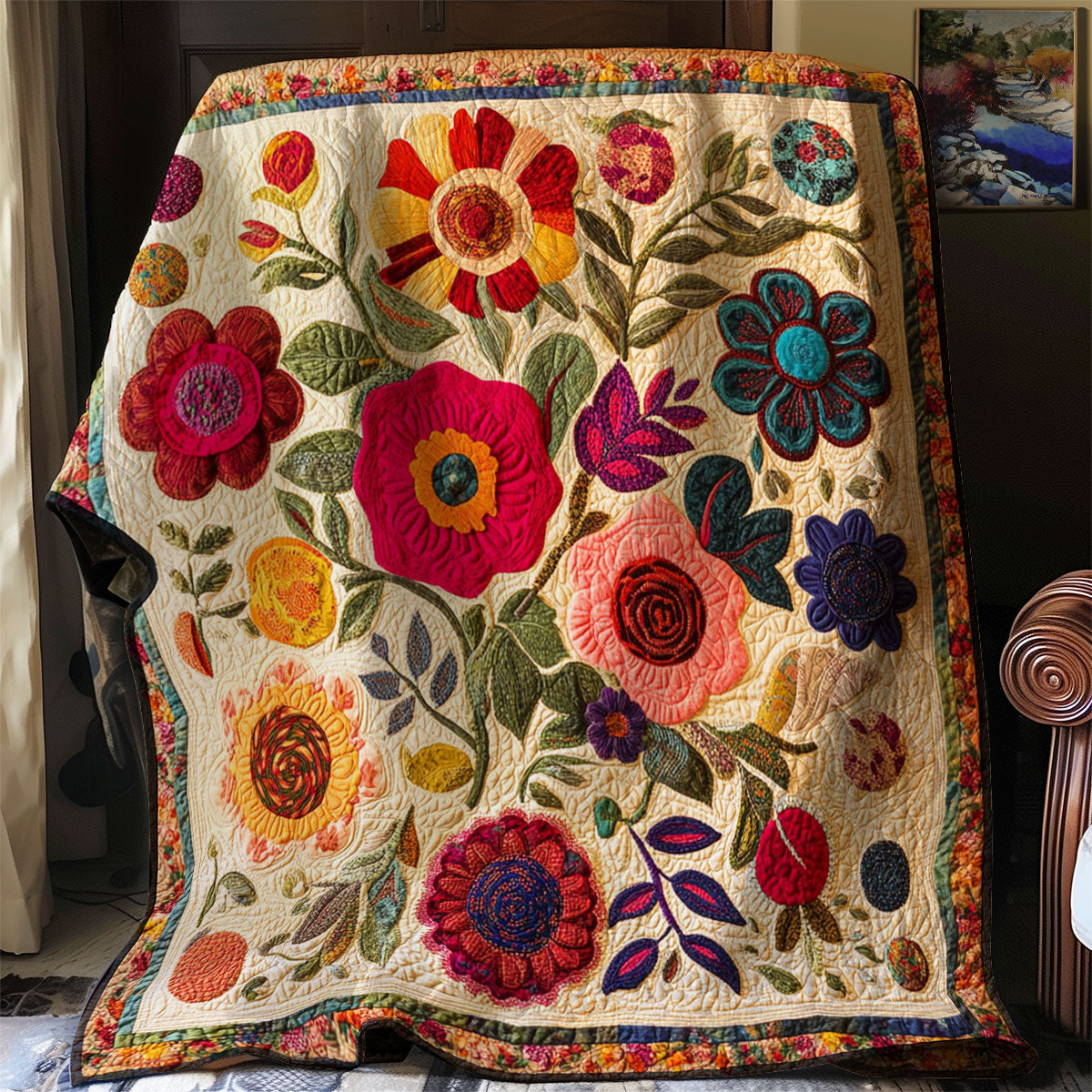 Botanical Blossom Quilt Blanket King Blanket Best Christmas Presents For Mom