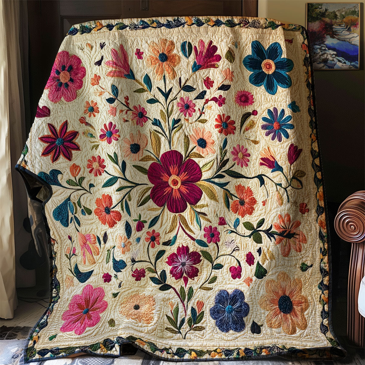 Botanical Blossom Quilt Blanket King Size Blanket Sentimental Gifts For Mom