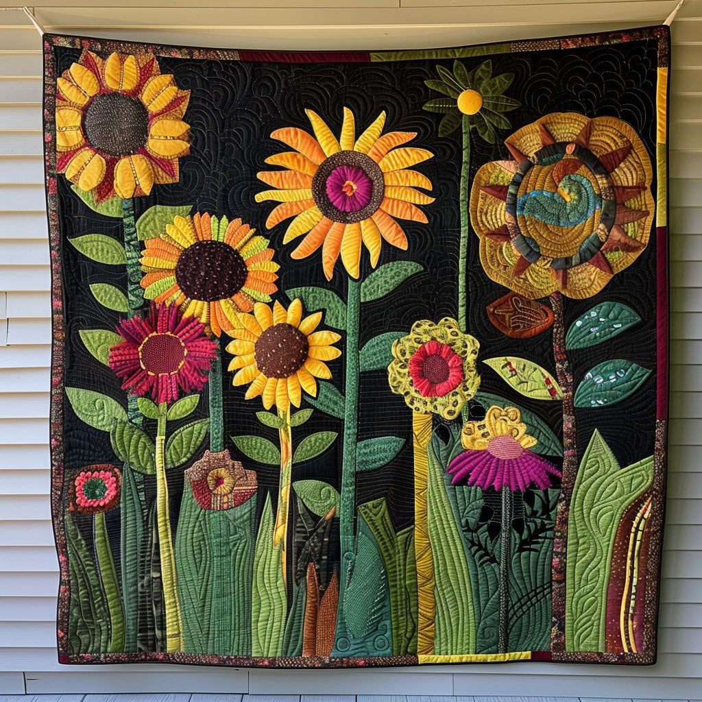 Botanical Brushstrokes Quilted Blanket Sunflower Gift Items