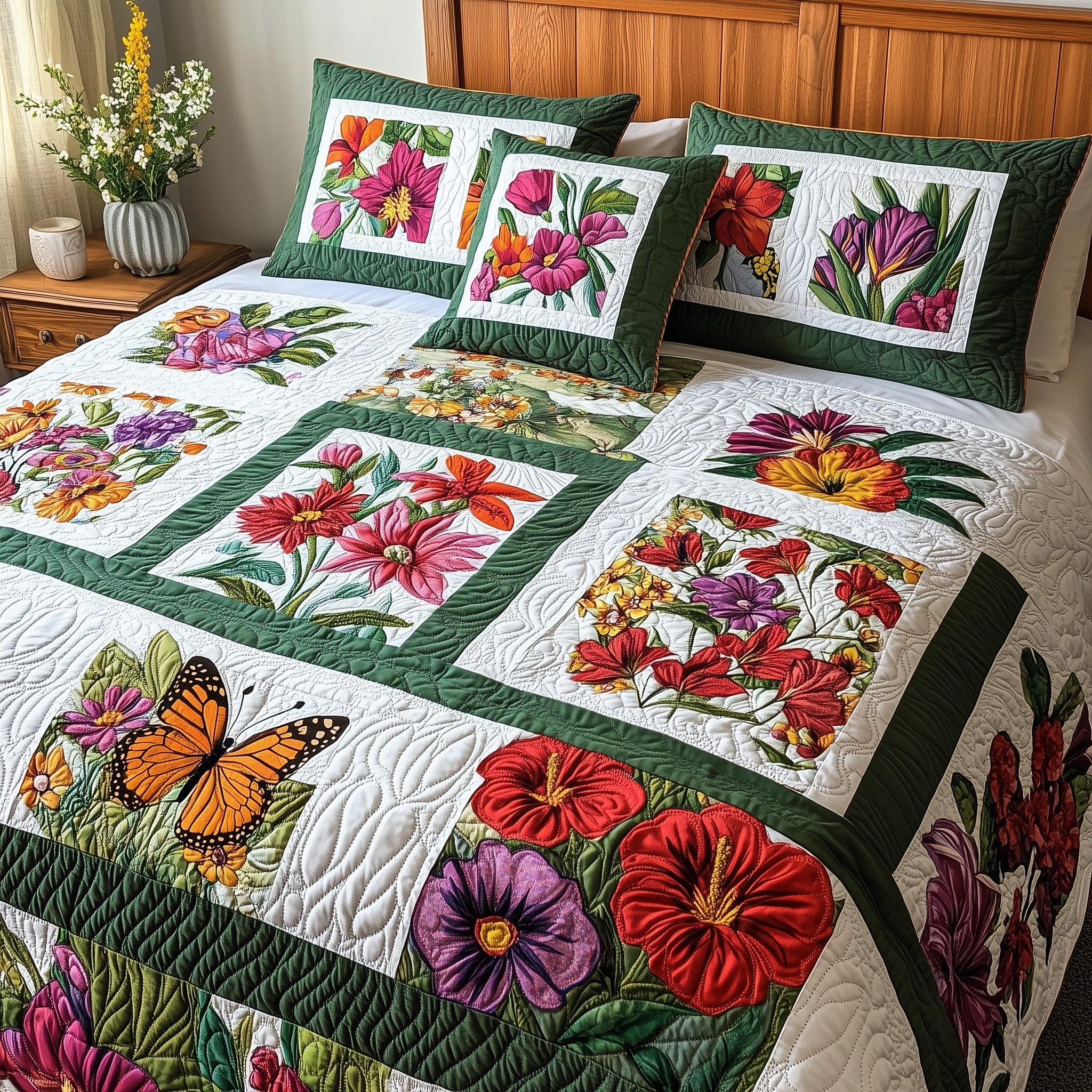 Botanical Harmony Quilted Bedding Set Duvet Cover Bed Sheet Daughter In Law Gifts