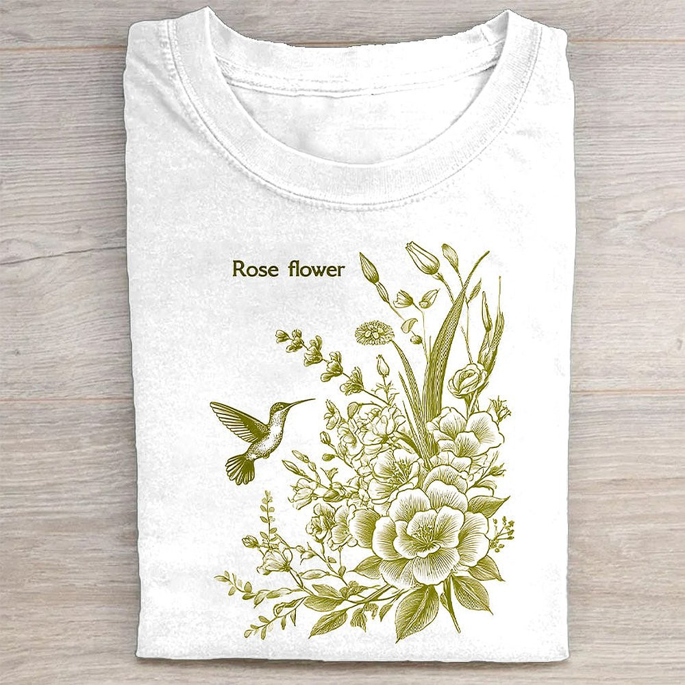Botanical Print White T-Shirt Plant Lover Gift For Women Men Nature Fans