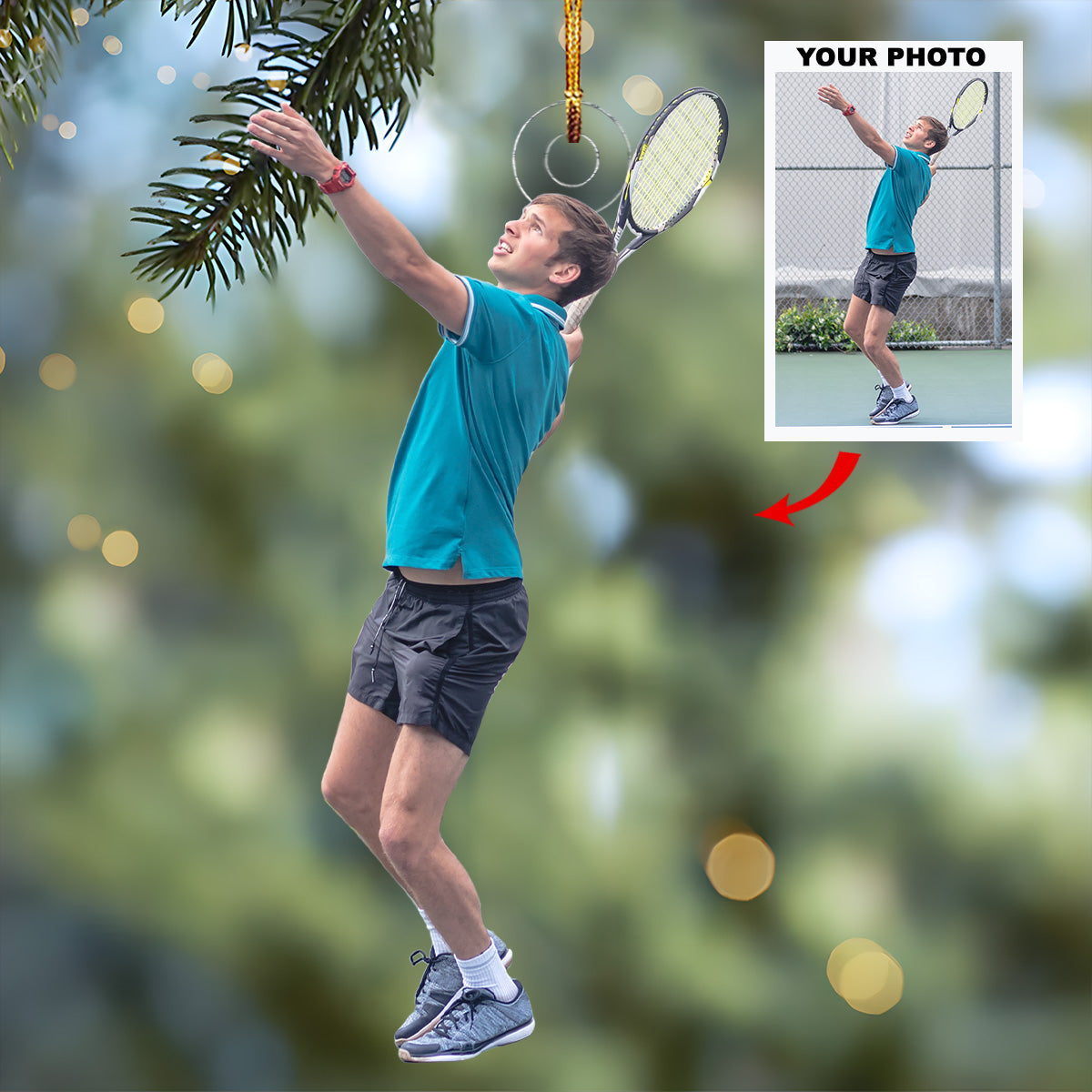 Bounce To Glory Personalized Photo Mica Ornament Christmas Gift For Tennis Lovers Tenn