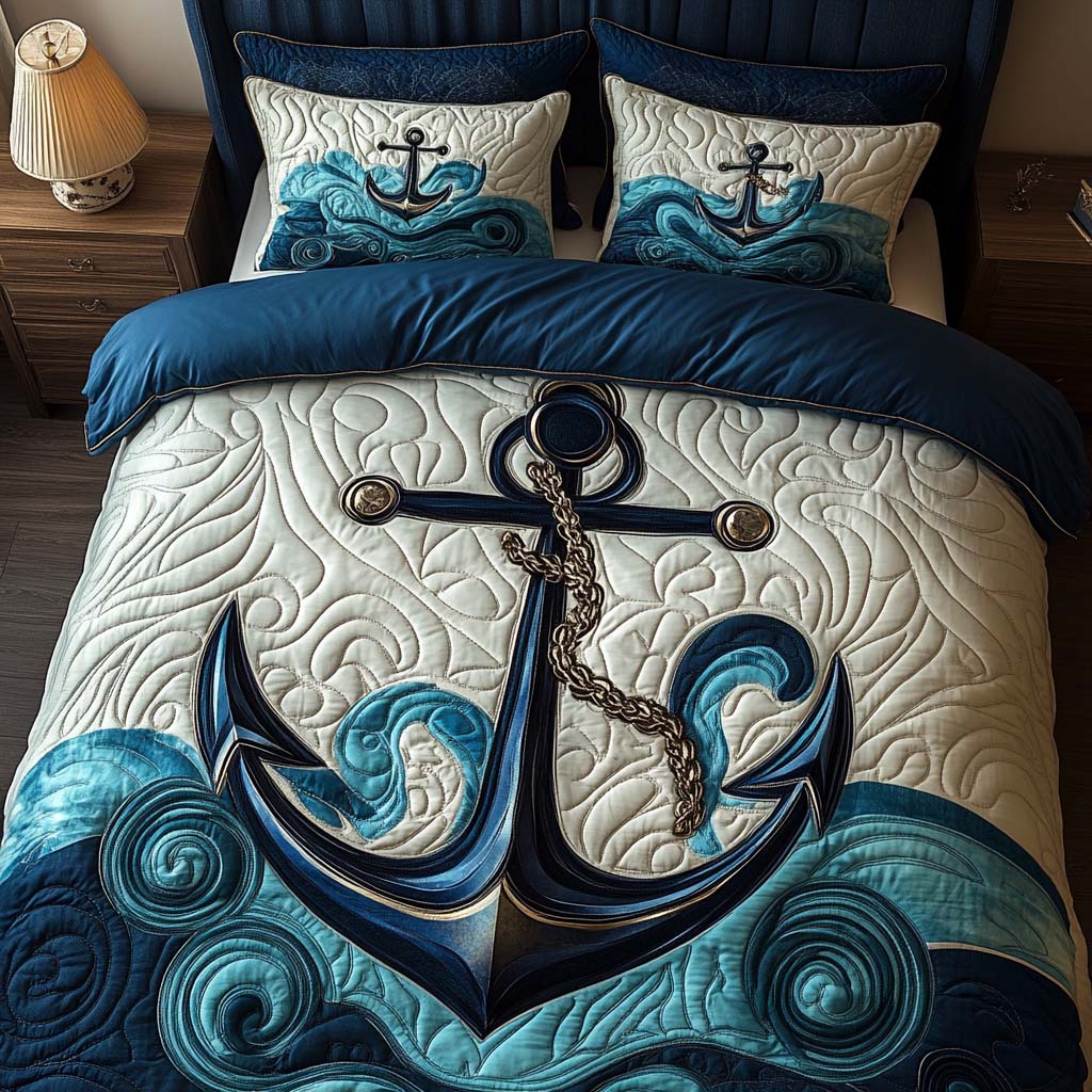 Bound By the Sea Quilted Bedding Set Xmas Holiday Duvet Cover Set Sea Turtle Themed Gifts