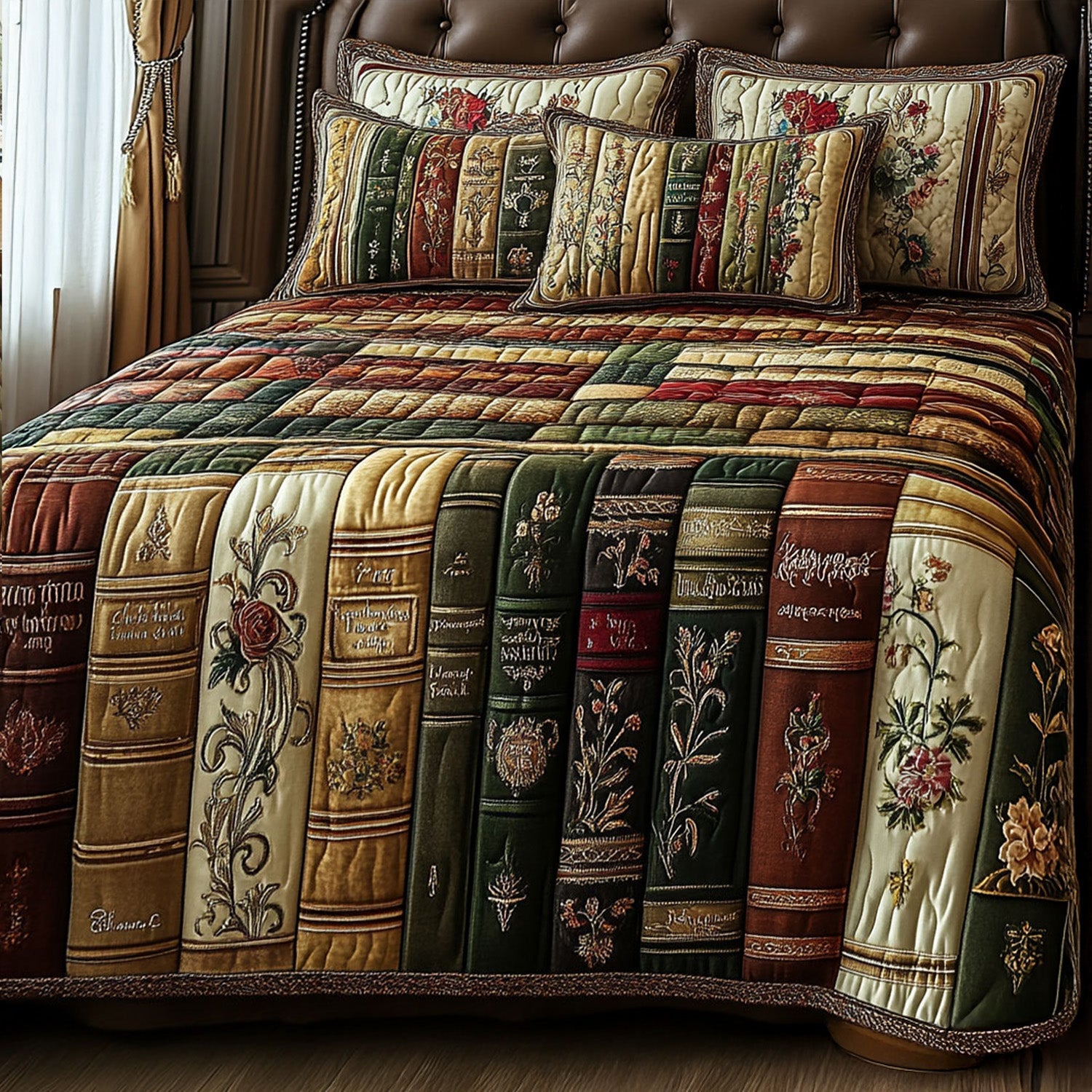 Bound in Beauty Quilted Bedding Set Bedroom Decor Best Book Lovers Gifts For Dad