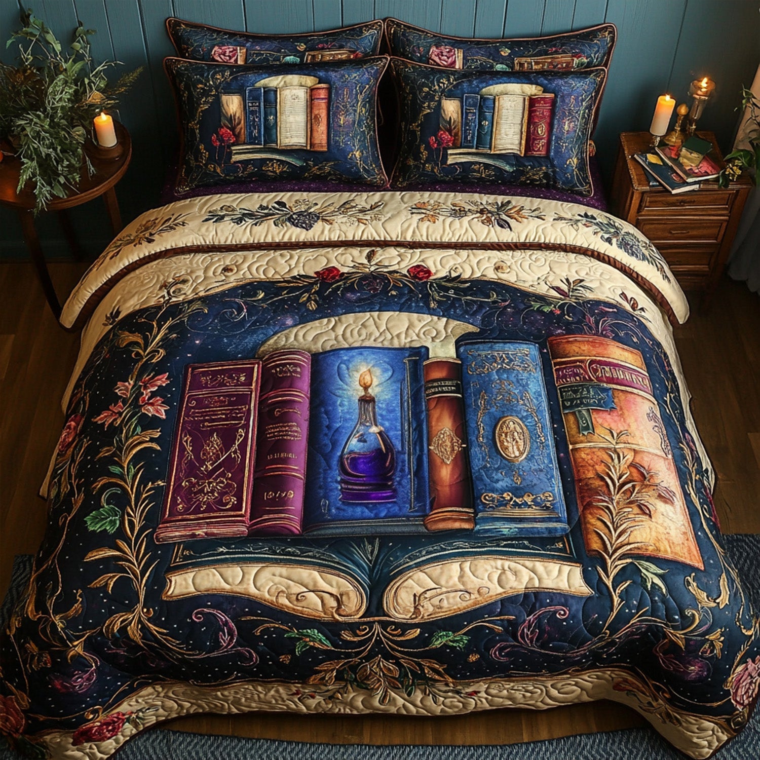 Bound Treasures Quilted Bedding Set Best Bedspread Set Great Book Lover Presents