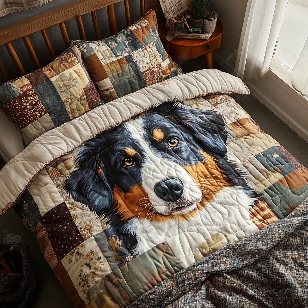 Boundless Aussie Quilted Bedding Set Cute Bedroom Decor Australian Shepherd Merchandise