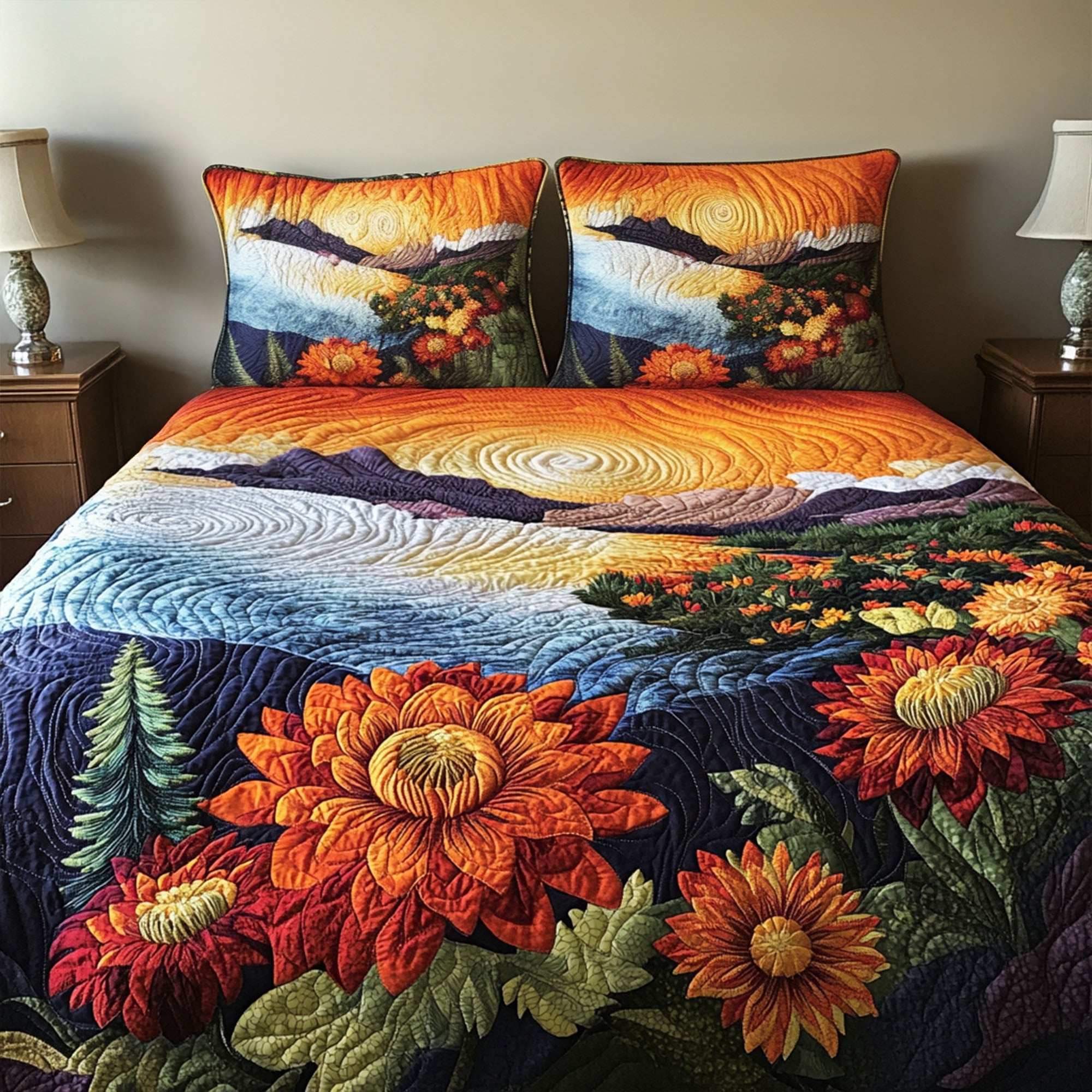 Bountiful Harvest Quilted Bedding Set Best Bedspread Set Autumn Themed Gifts