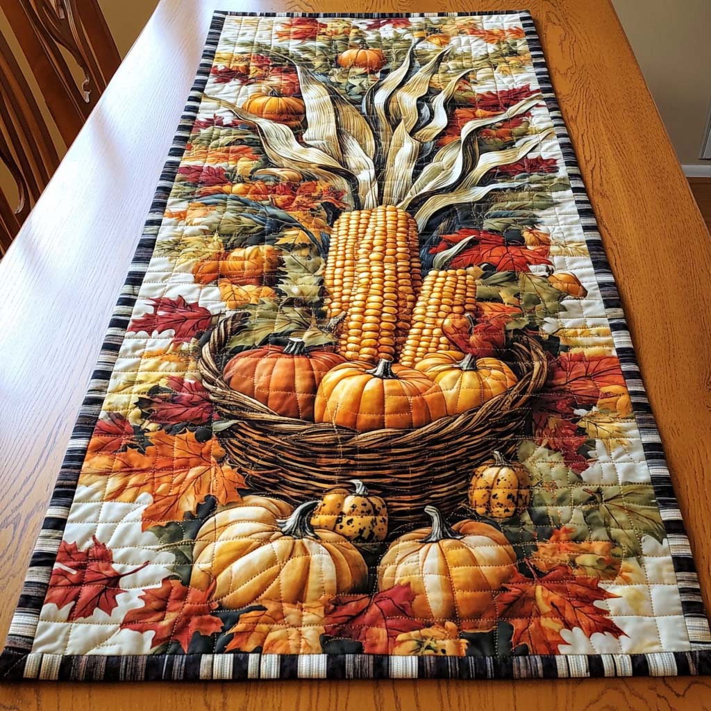 Bountiful Harvest Quilted Table Runner Autumn Table Runner Mothers Birthday Gifts