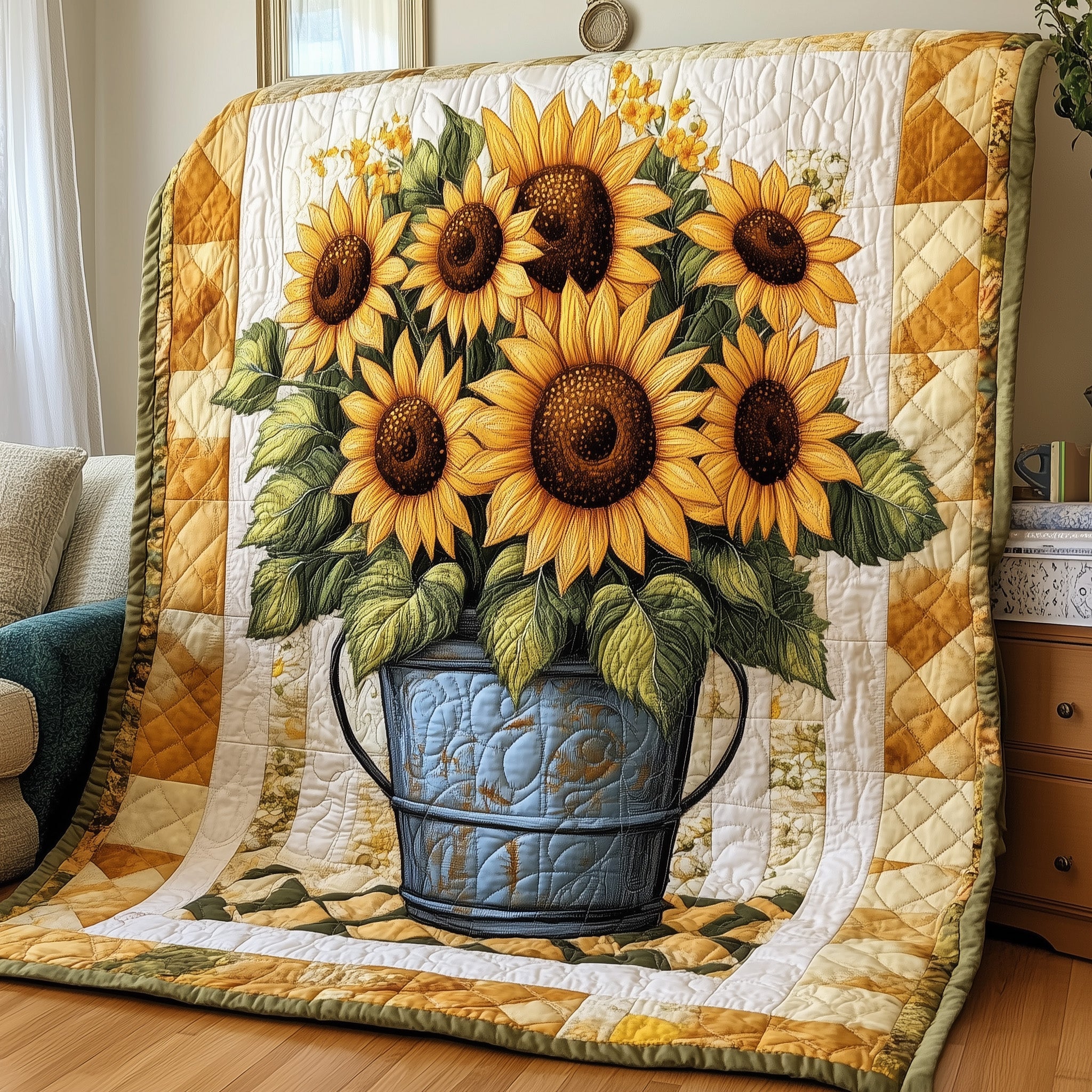 Bouquet of Sunflowers Quilted Blanket Sofa Throw BlanketChristmas Gifts For Grandparents