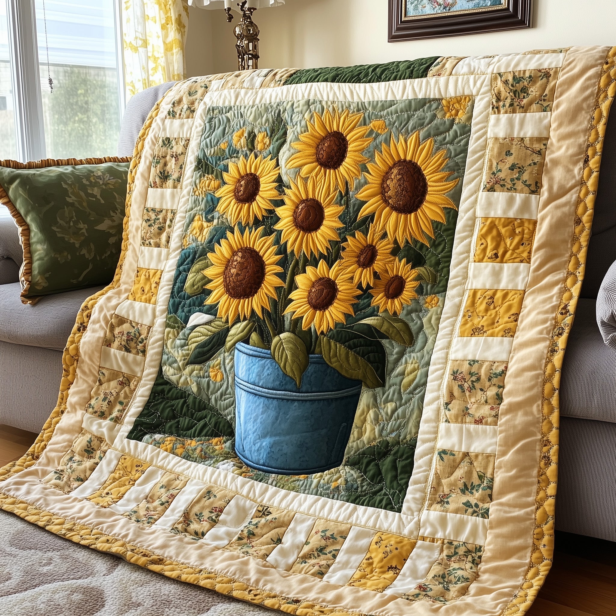 Bouquet of Sunflowers Quilted Blanket Sofa Throw BlanketChristmas Gifts For My Wife
