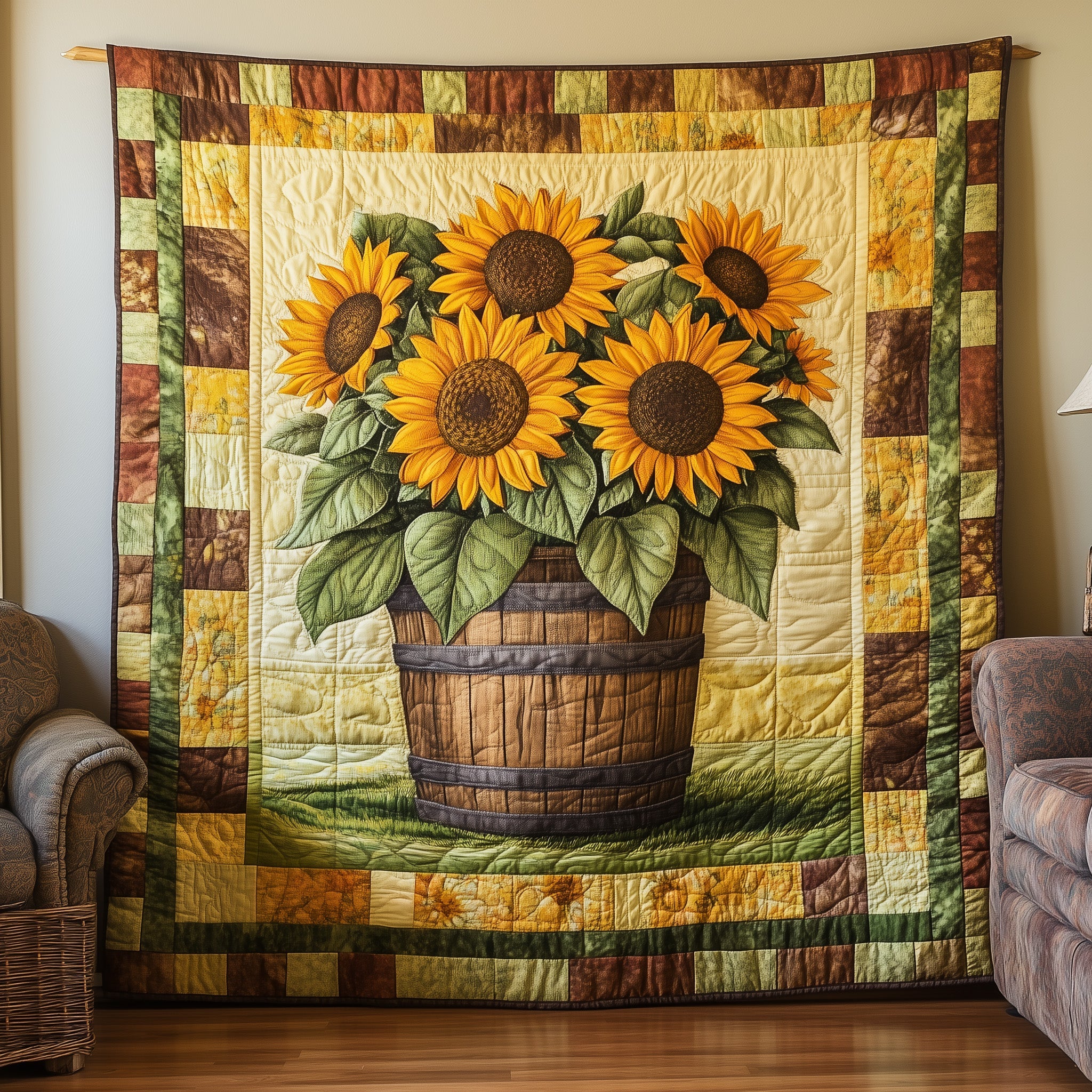 Bouquet of Sunflowers Quilted Blanket Sofa Throw BlanketChristmas Ideas For Girlfriend