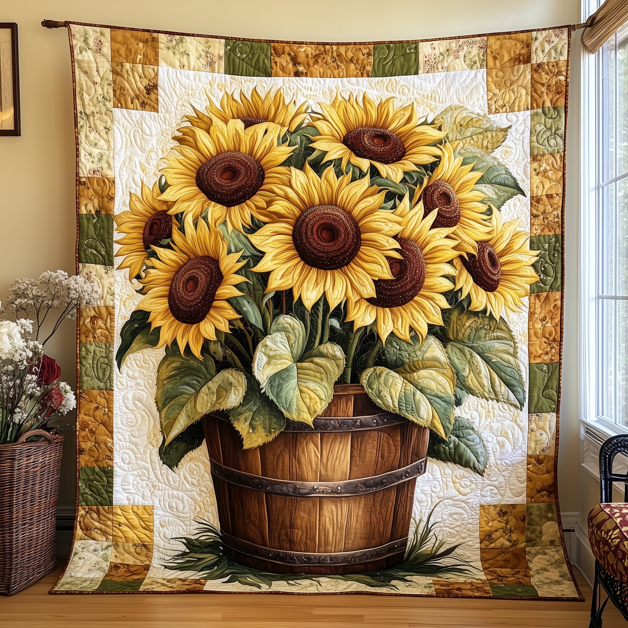 Bouquet of Sunflowers Quilted Blanket Sofa Throw BlanketChristmas Ideas For Her