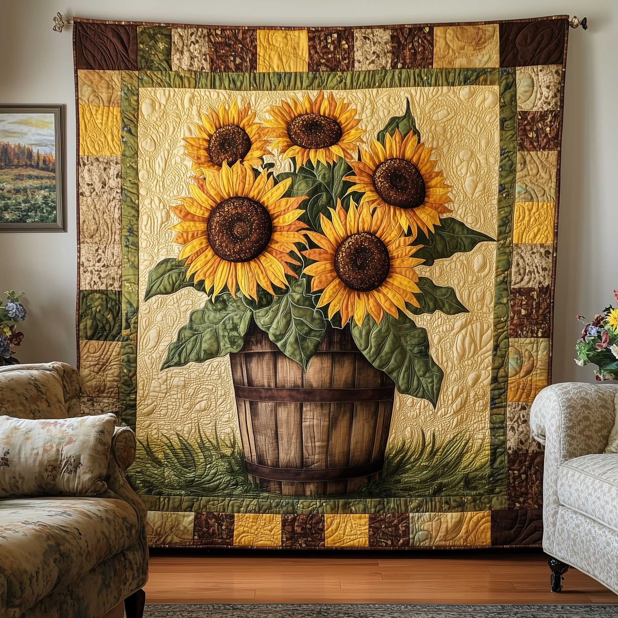 Bouquet of Sunflowers Quilted Blanket Sofa Throw BlanketChristmas Ideas For Women
