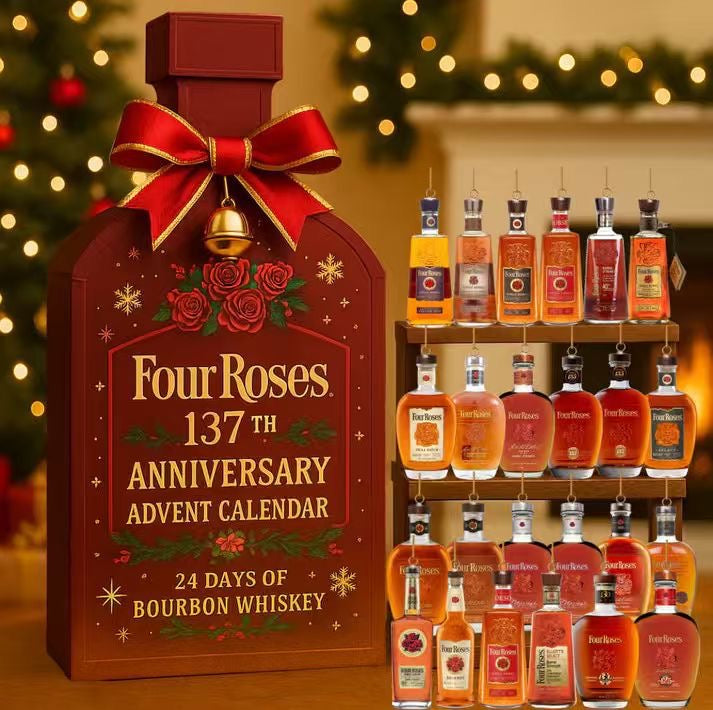Bourbon Whiskey Four Roses 137th Anniversary Advent Calendar Xmas Decor Dad Christmas Gifts
