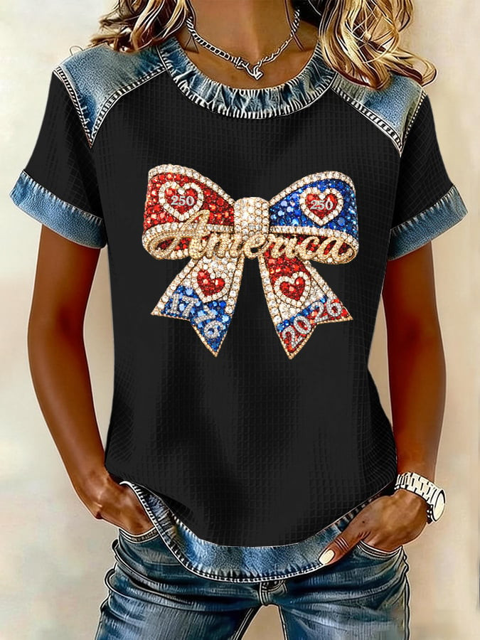 Bow America 250Th Anniversary Shirt 1776 2026 Merch Patriotic Gifts For Her Bow America 250Th Anniversary Shirt 1776 2026 Merch Patriotic Gifts For Her