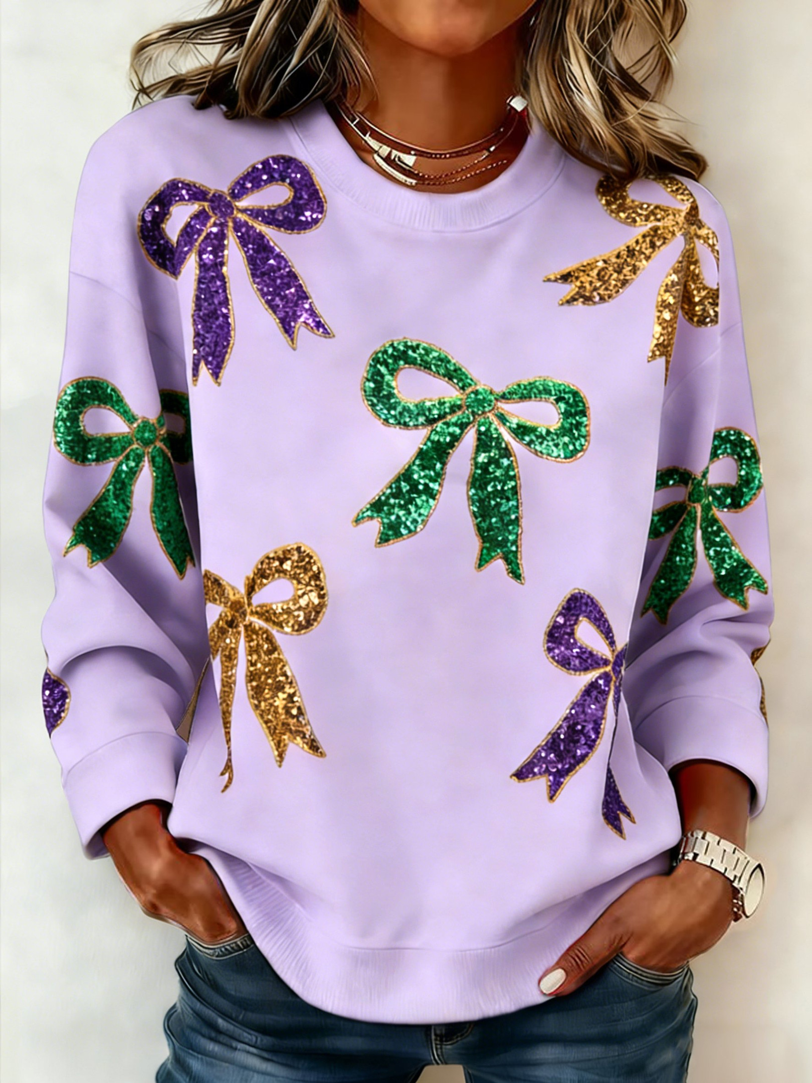 Bow Mardi Gras Sweatshirt Mardi Gras Apparel Women Fat Tuesday Shirt Gifts For Holiday