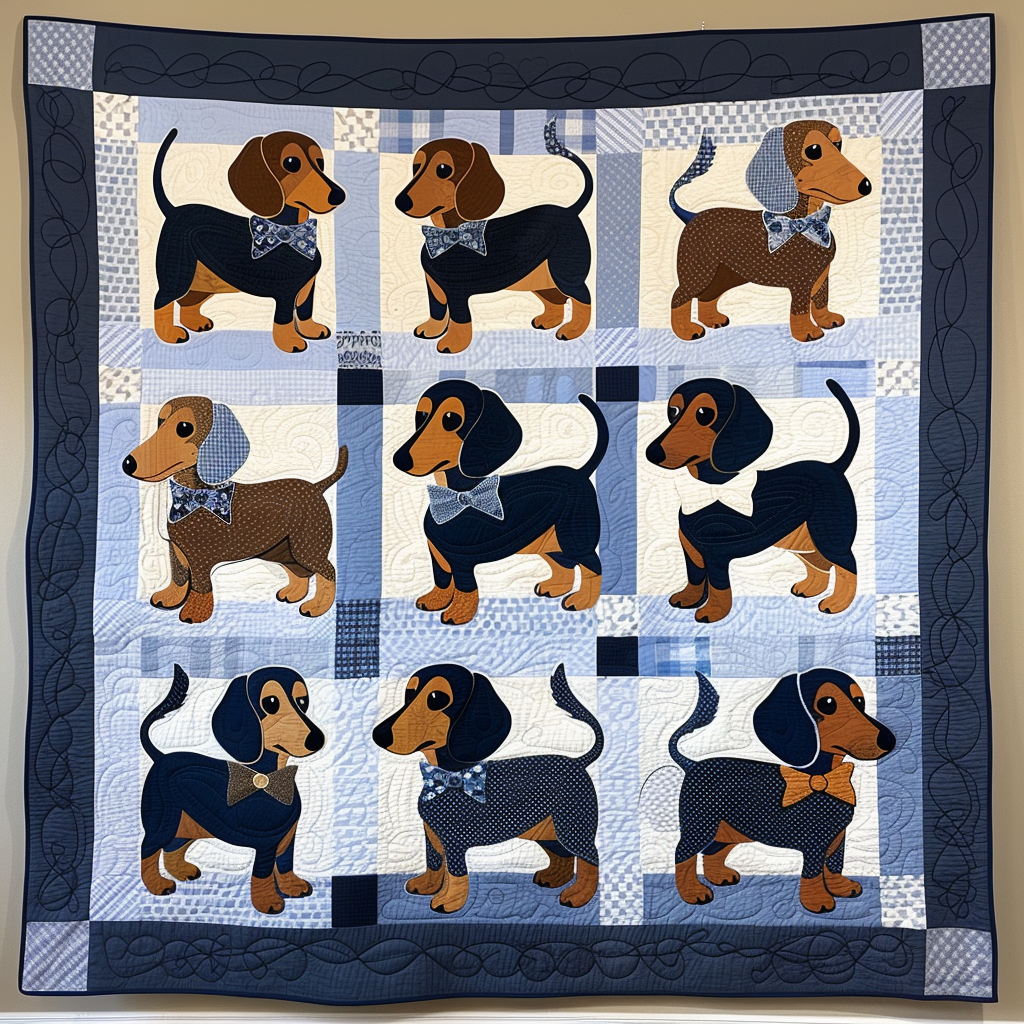 Bow Tie Dachshunds Quilted Blanket Christmas Gifts For Friends