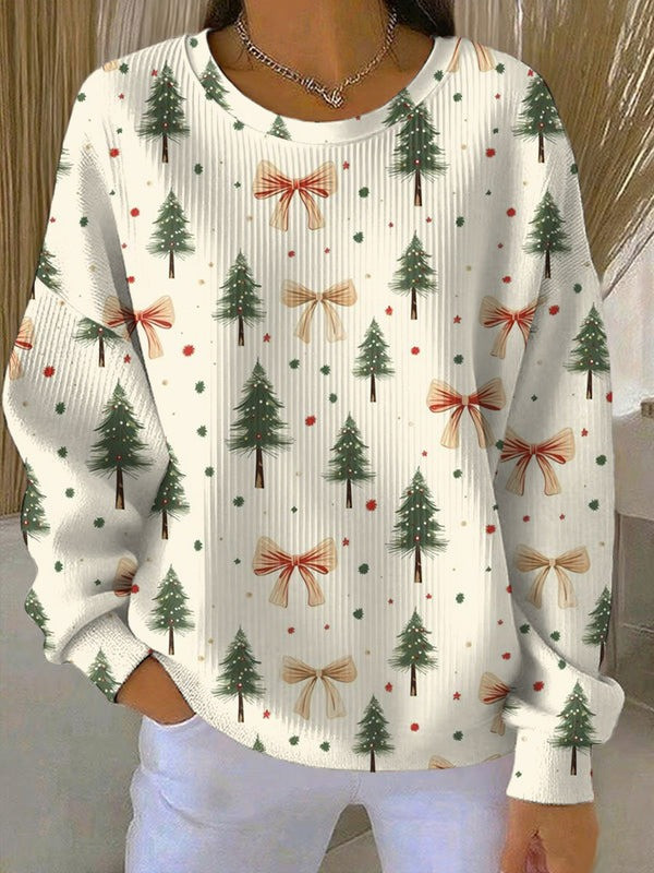 Bow Ties Christmas Tree Sweatshirt Holiday Outfit Xmas Clothing Gifts For Friends