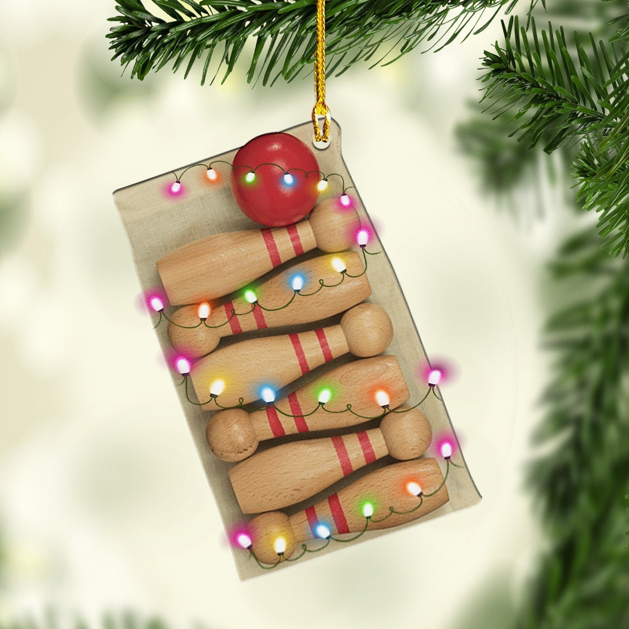 Bowling Acrylic Ornaments Bowling Wooden Bowling Ornament Gift for Men Women