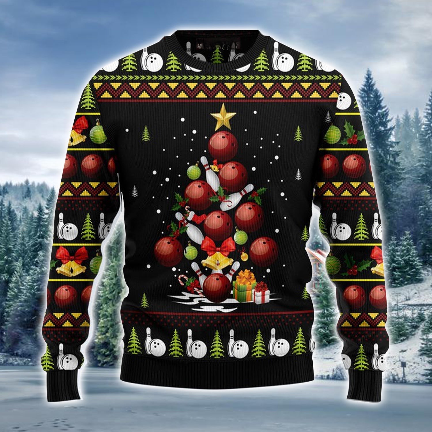 Bowling Christmas Tree Ugly Sweater Lovely  Jumper Christmas Gifts For Who Like Bowling