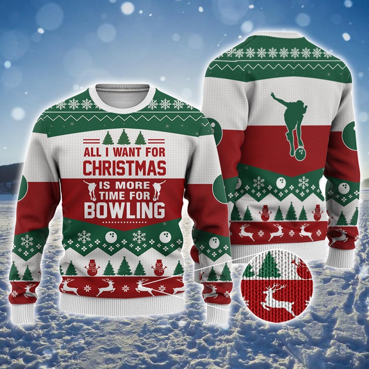 Bowling Ugly Christmas Jumper All I Want For Christmas Merch Perfect Gift For Bowling Players