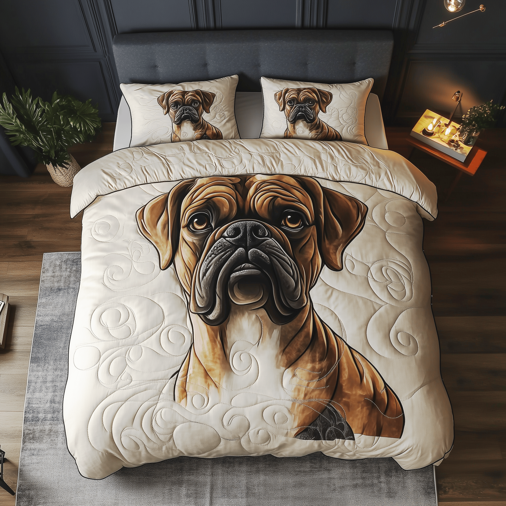 Boxer Dog Quilted Bedding Set Christmas Bedding Set Christmas Gifts For Couples