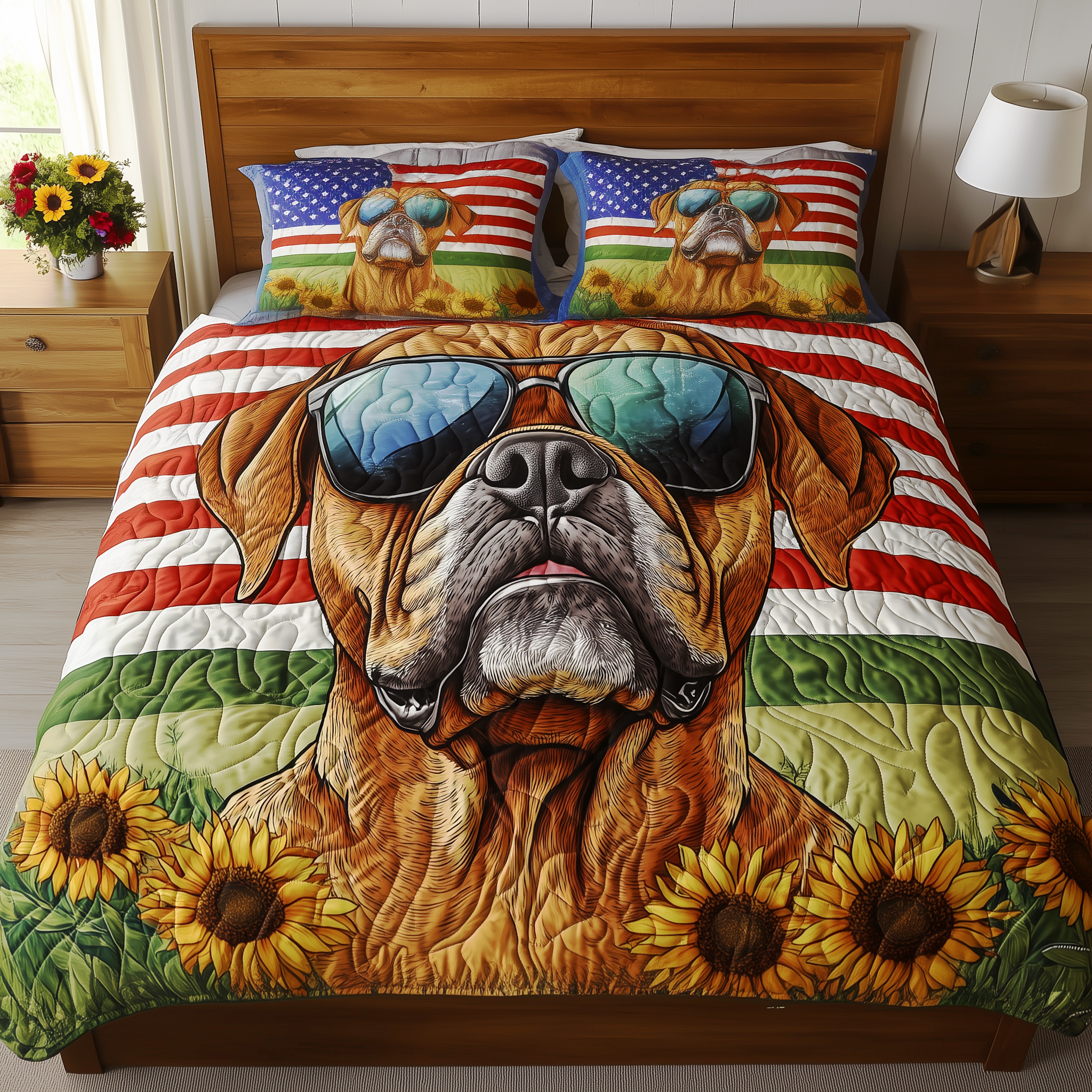 Boxer Dog Quilted Bedding Set Christmas Bedding Set Christmas Gifts For Dog Lovers