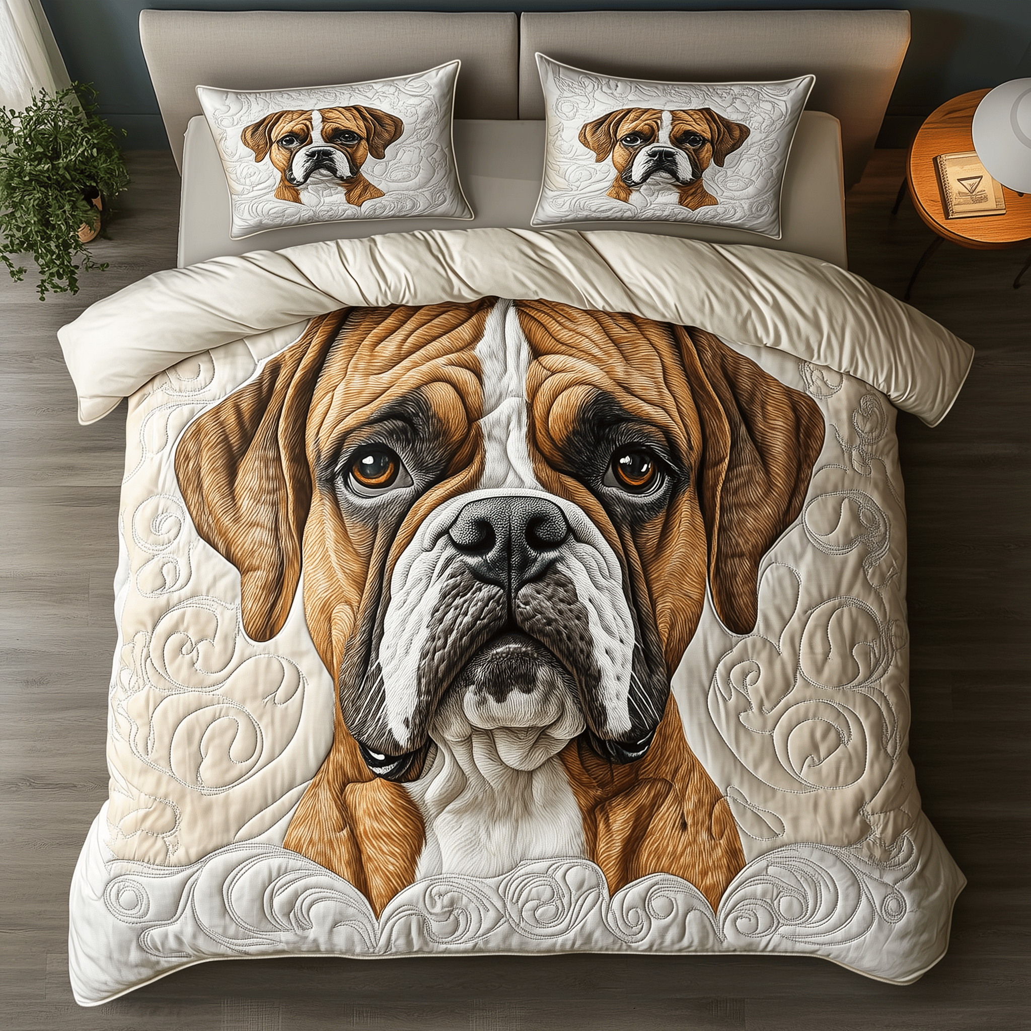 Boxer Dog Quilted Bedding Set Christmas Bedding Set Christmas Gifts For Newlyweds