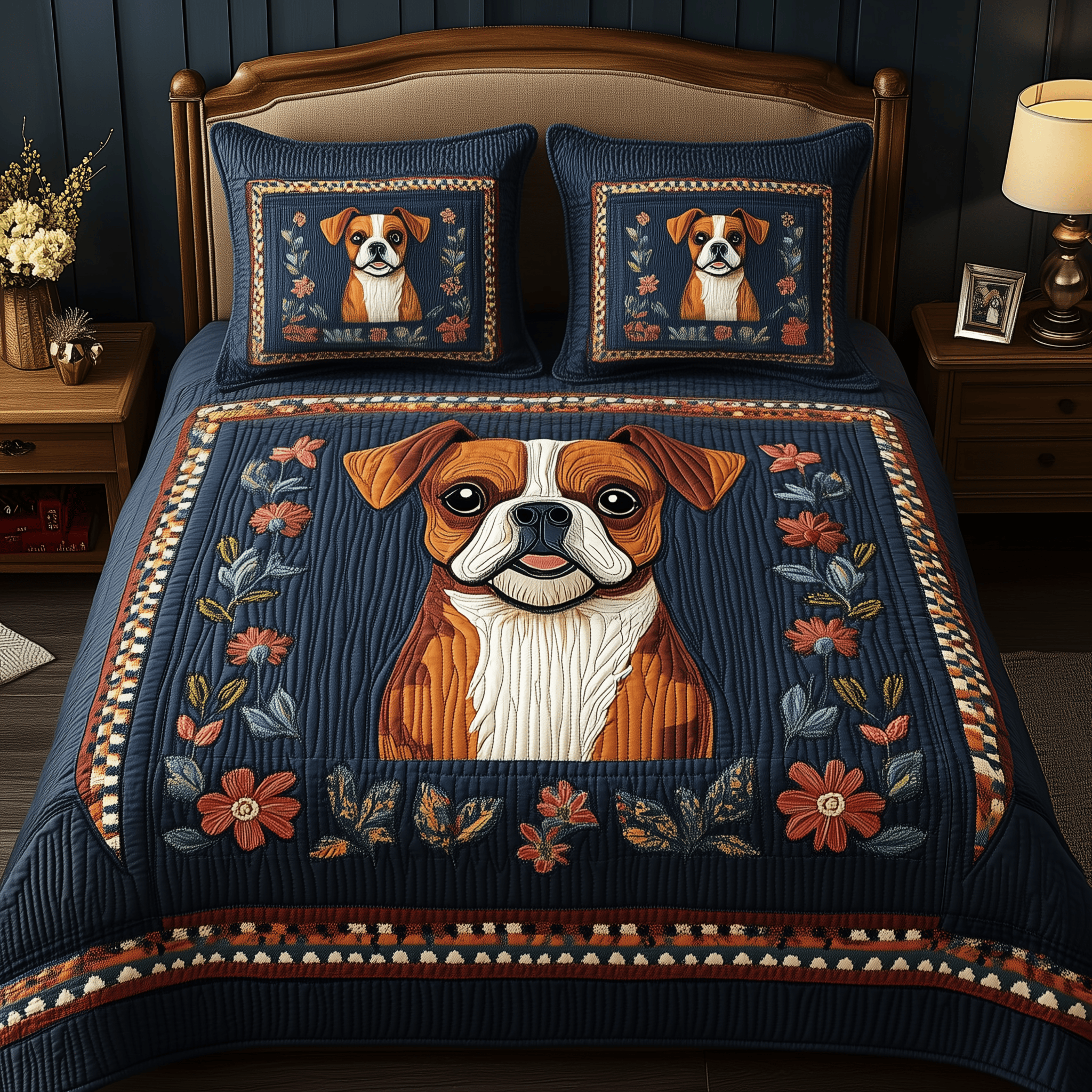 Boxer Dog Quilted Bedding Set Christmas Bedding Set Gift Experiences For Couples