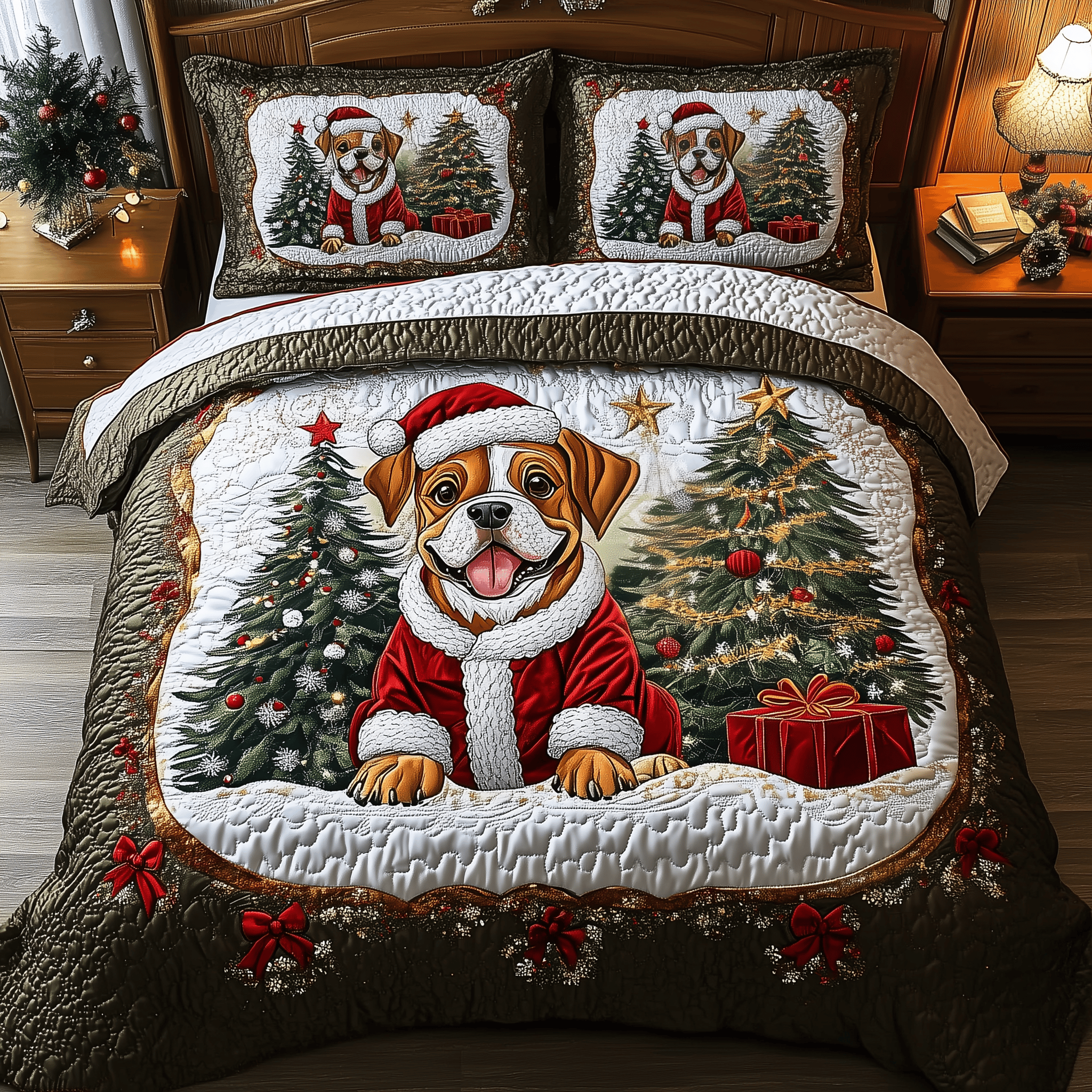 Boxer Dog Quilted Bedding Set Christmas Bedding Set Gift Experiences For Couples