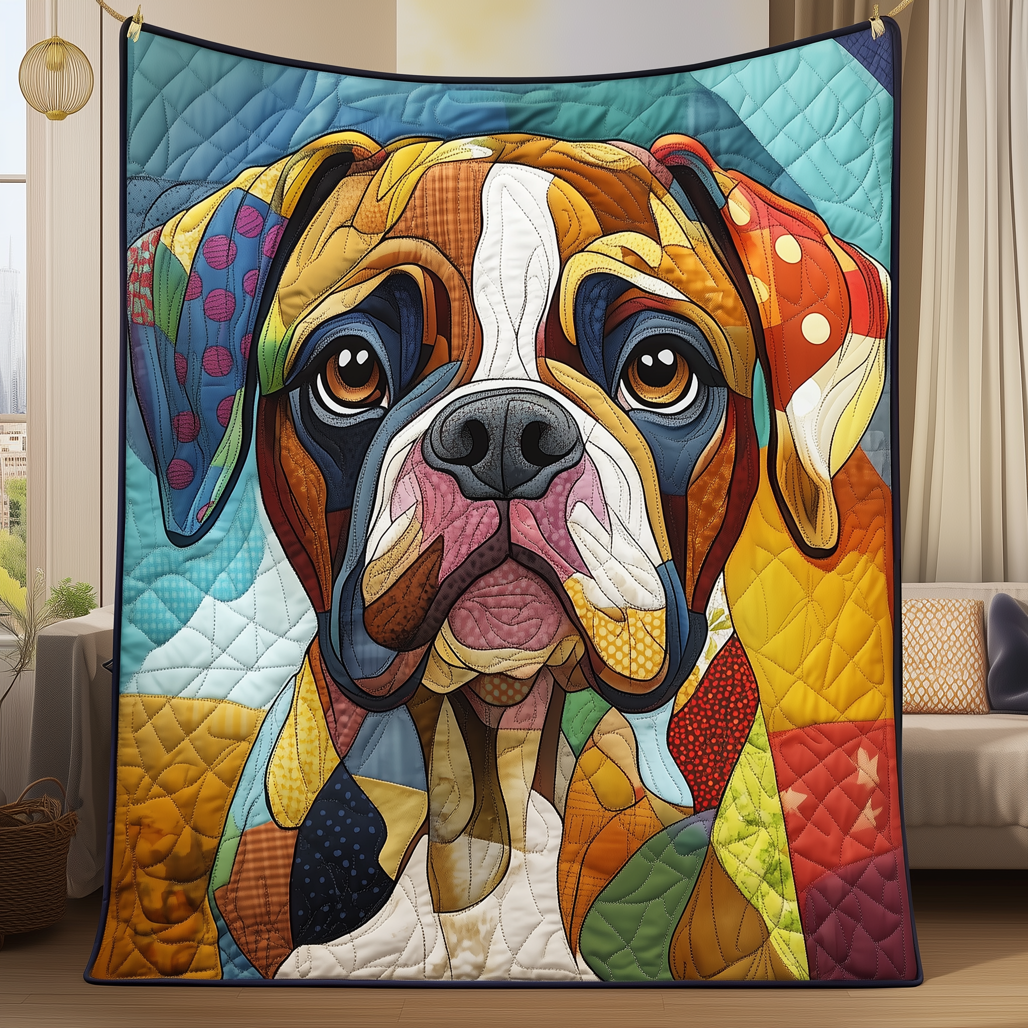 Boxer Dog Quilted Blanket Christmas Quilted Blanket Christmas Gifts For Him