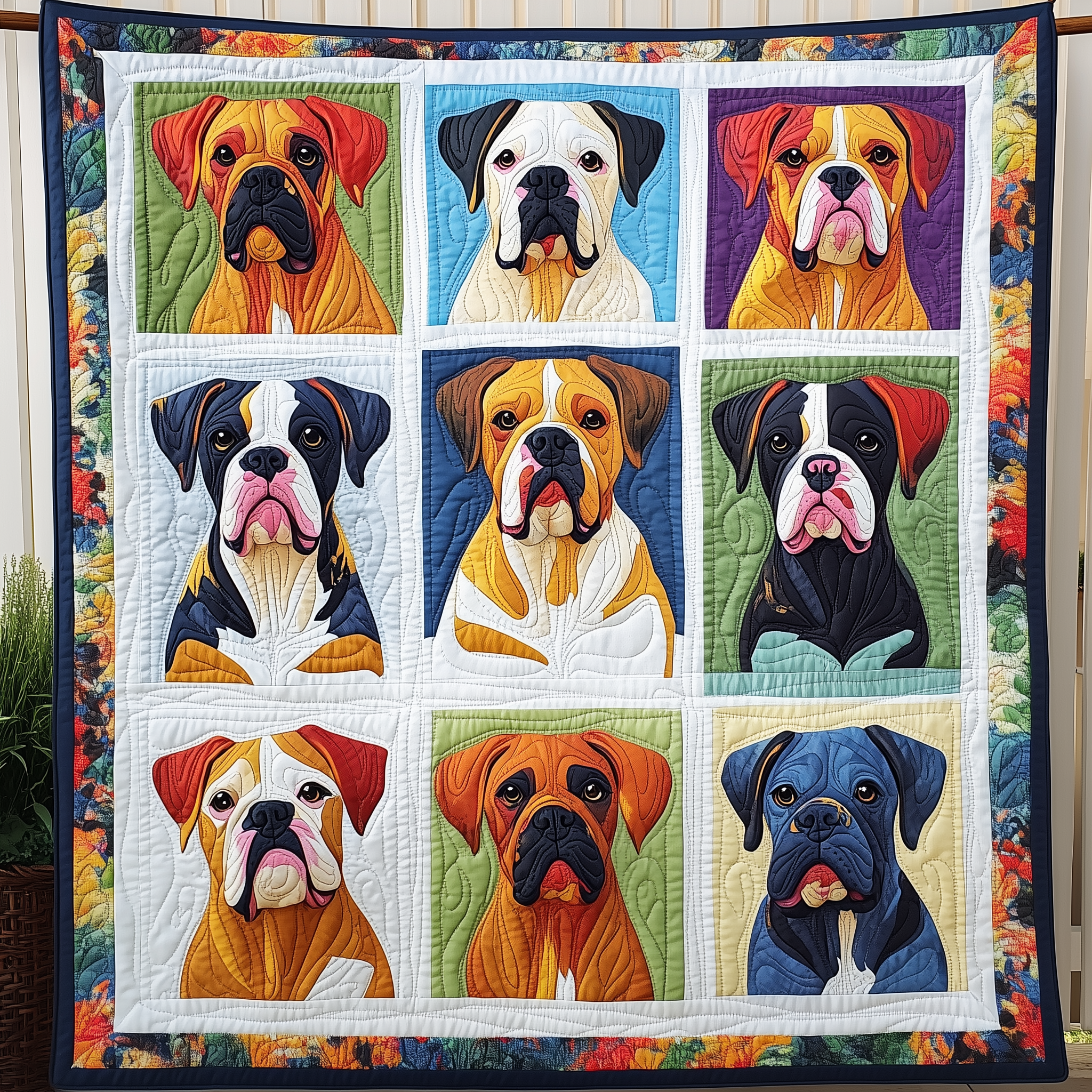 Boxer Dog Quilted Blanket Christmas Quilted Blanket Christmas Gifts For Pet Owners