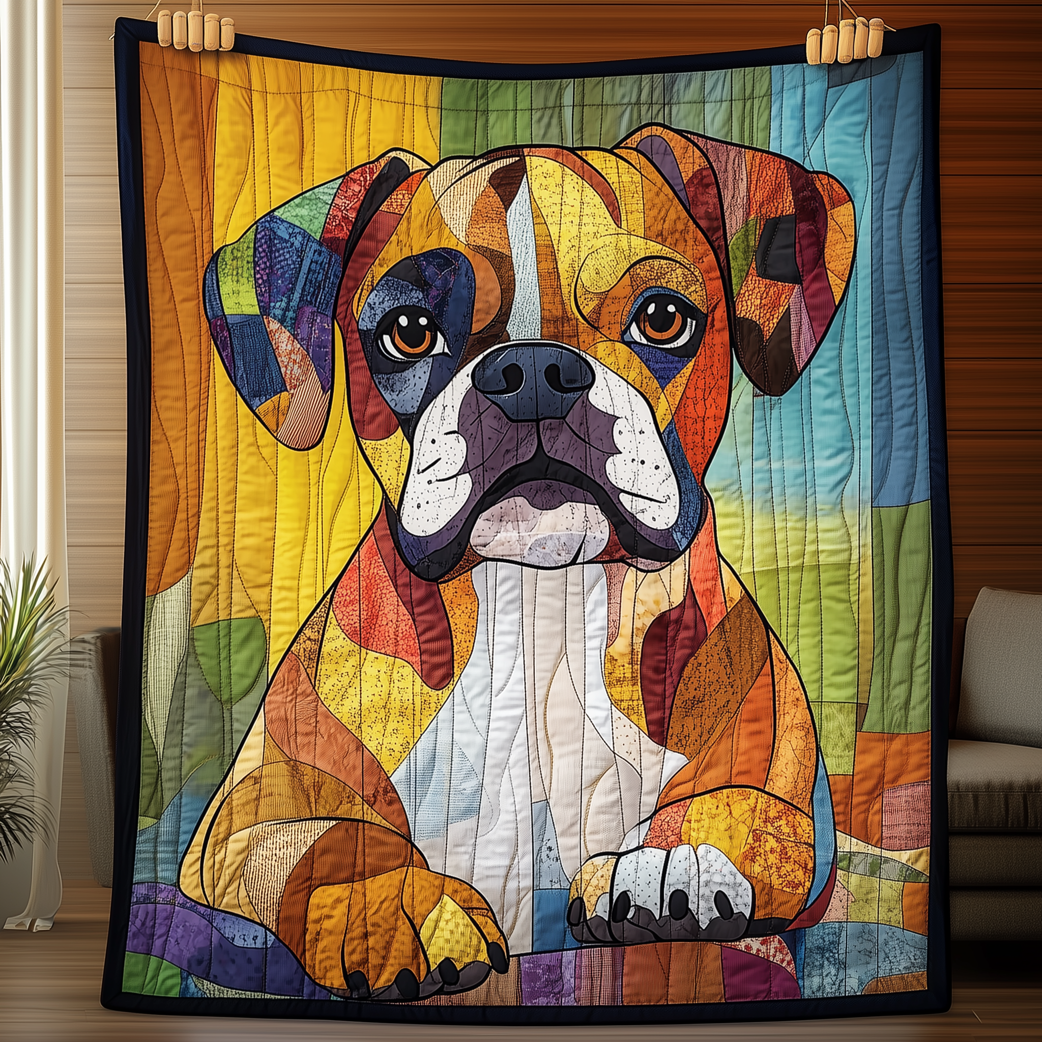 Boxer Dog Quilted Blanket Christmas Throw Blanket Best Christmas Gifts For Him