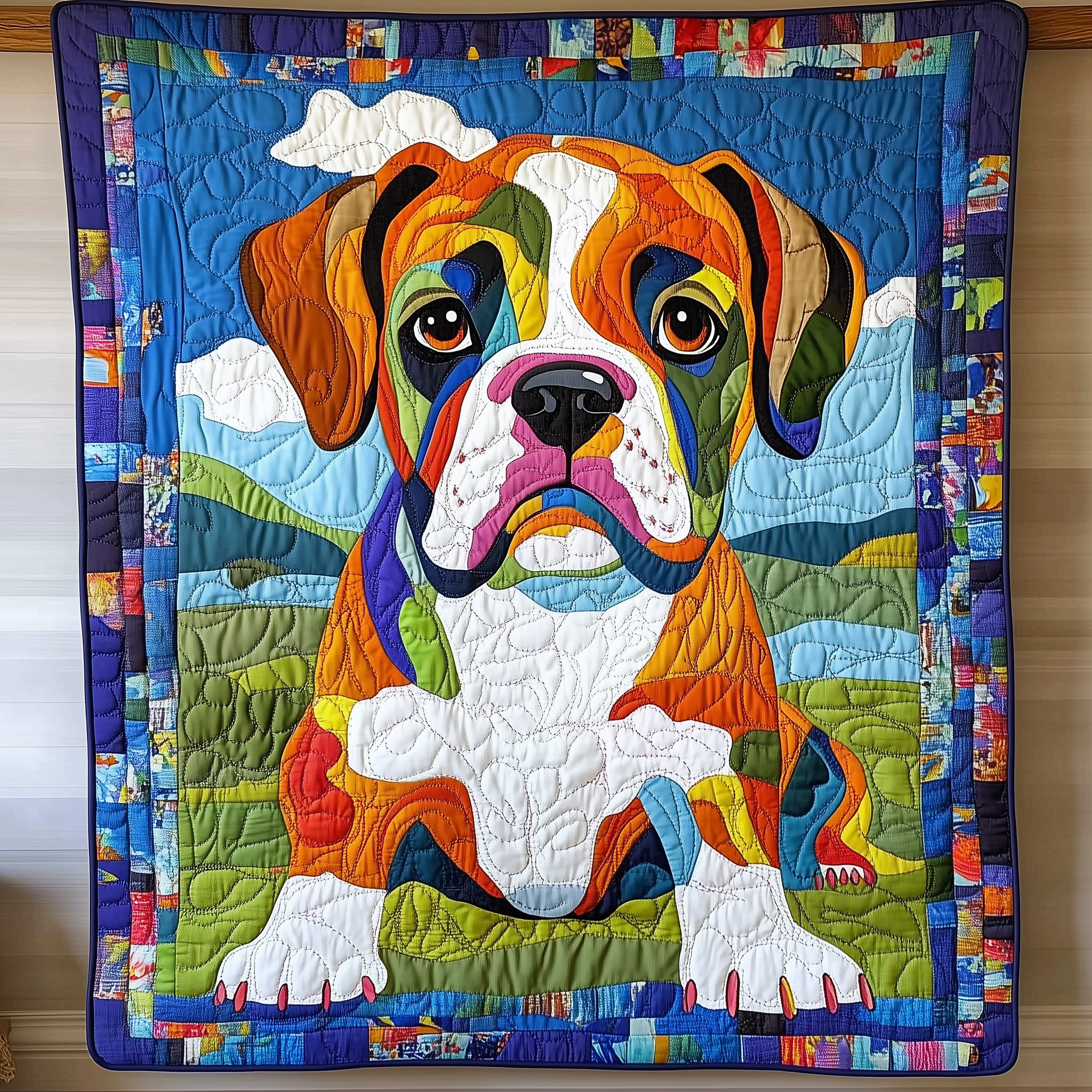 Boxer Dog Quilted Blanket Queen Size Blanket Gifts For Men Who Have Everything