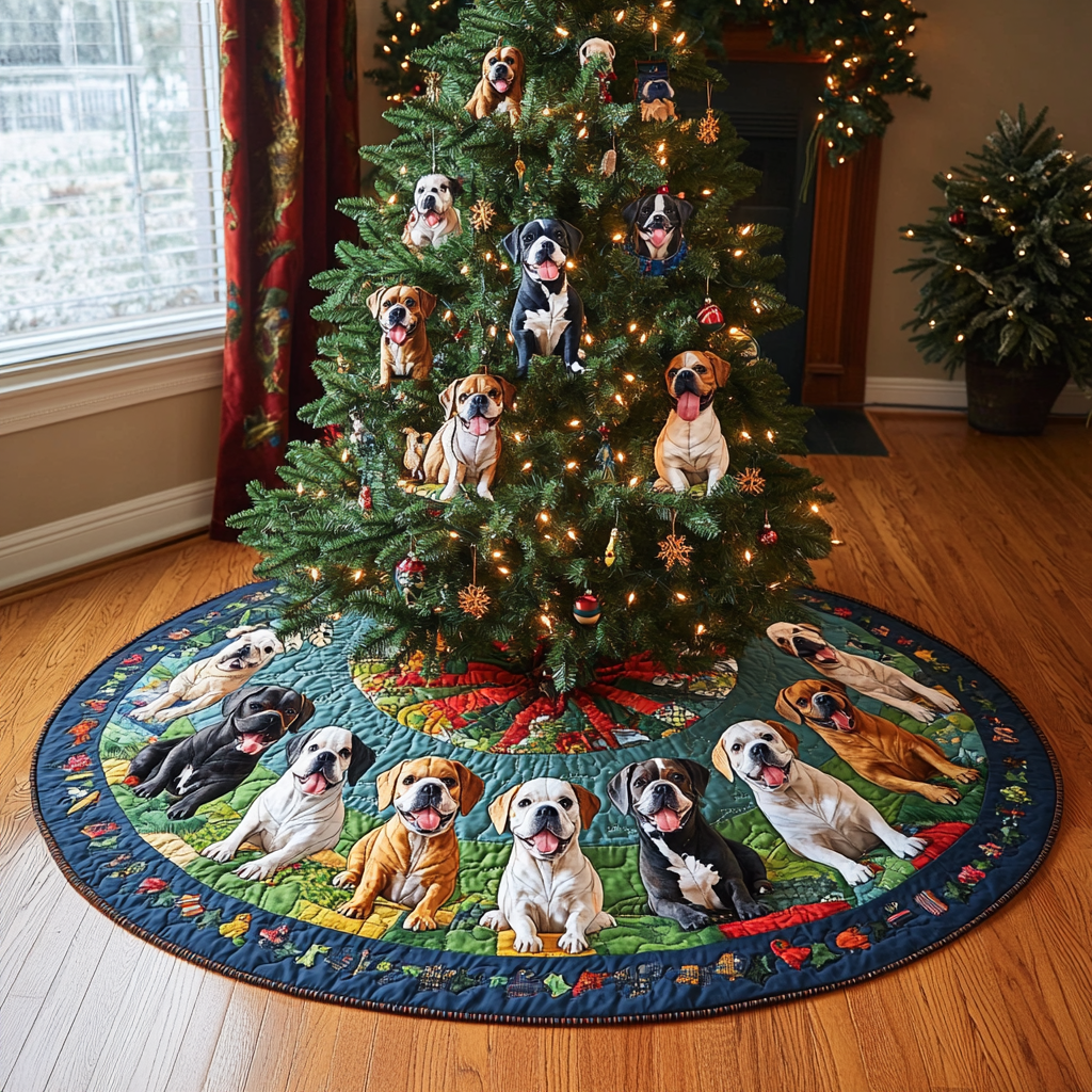 Boxer Holiday Magic Christmas Quilted Tree Skirt Christmas Holiday Decor Home