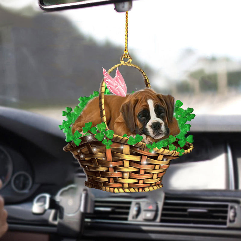 Boxer Ornament Interior Car Sleeping Lucky Fairy Two Sided Ornament