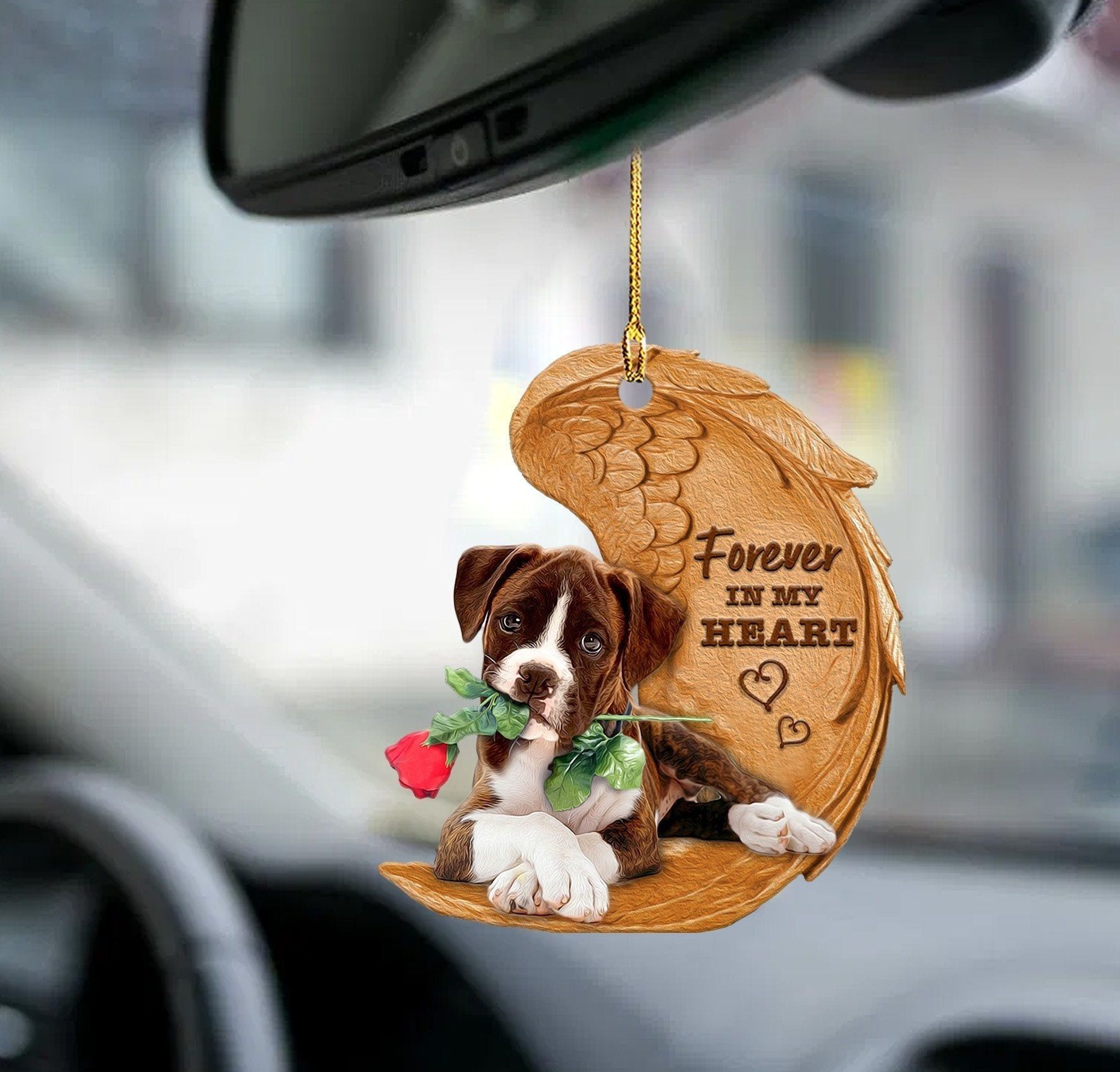 Boxer Puppy Forever In My Heart Hanging Ornament Dog Ornament Lasfour