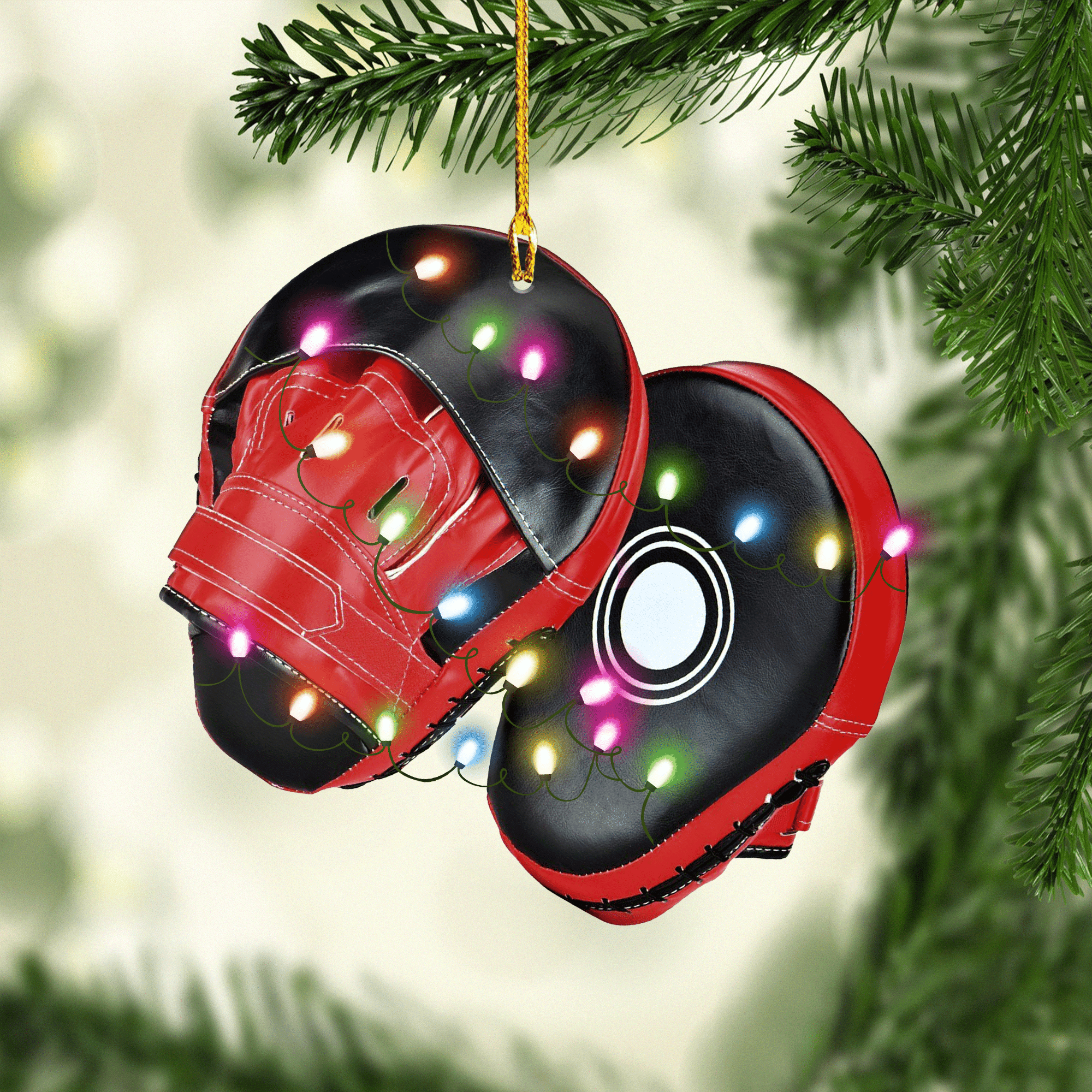 Boxing Mitts Focus Pad Christmas Ornaments 2D Flat Ornament Coach Boxing Training