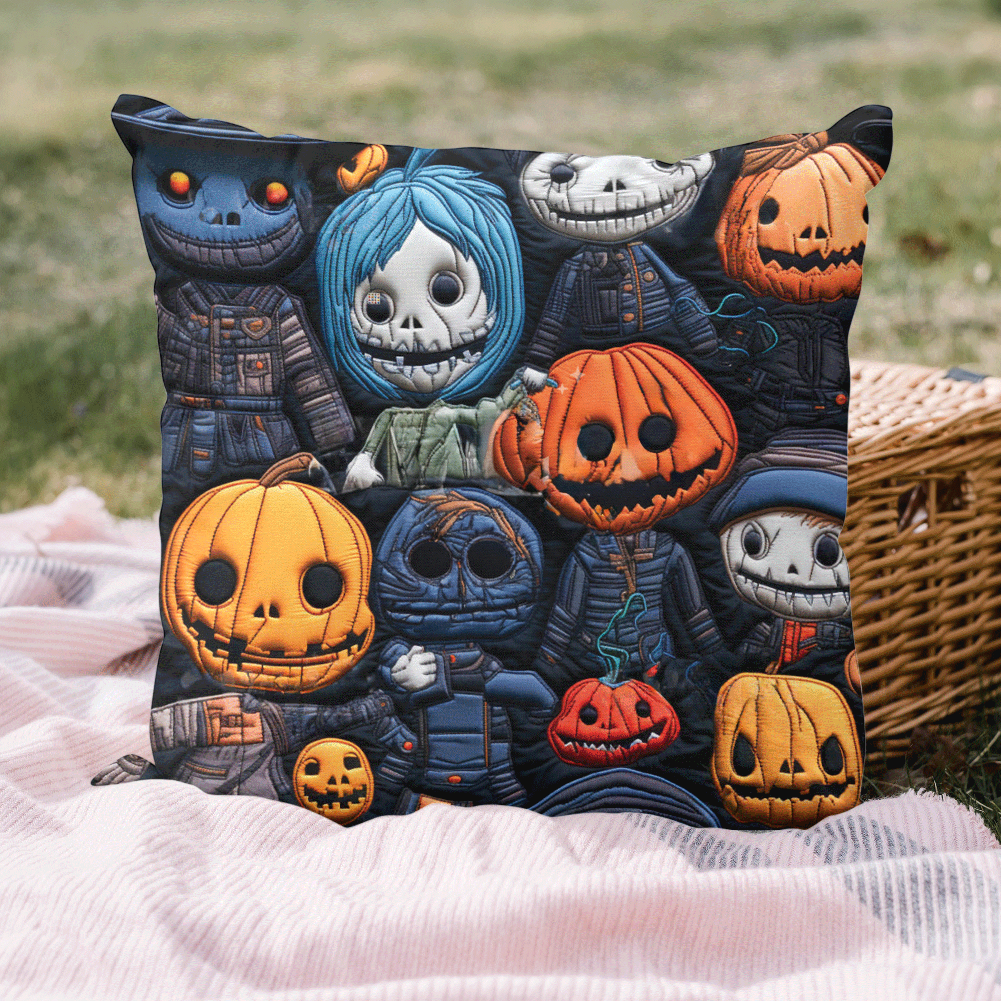 Boys Halloween Quilted Pillow Case Festive Christmas Pillow Cover